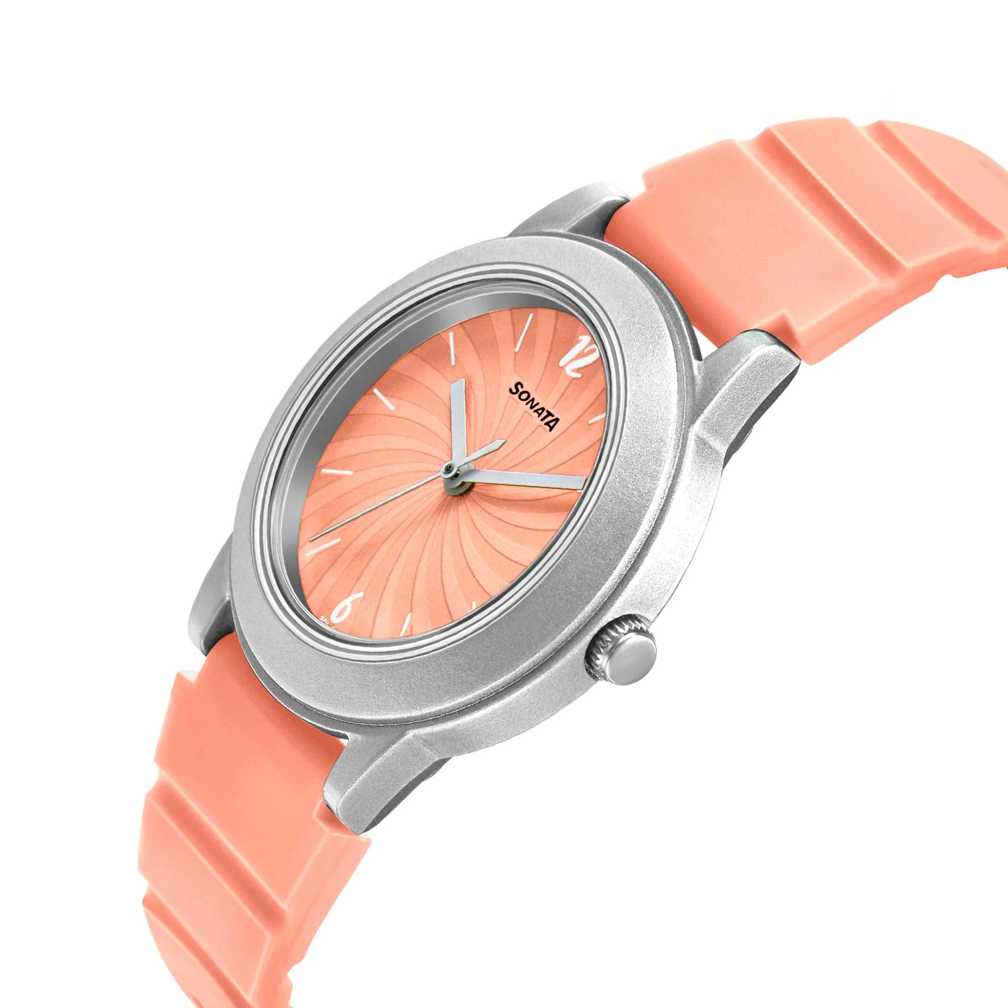 Sonata Play Orange Dial Women Watch With Plastic Strap - Image 3