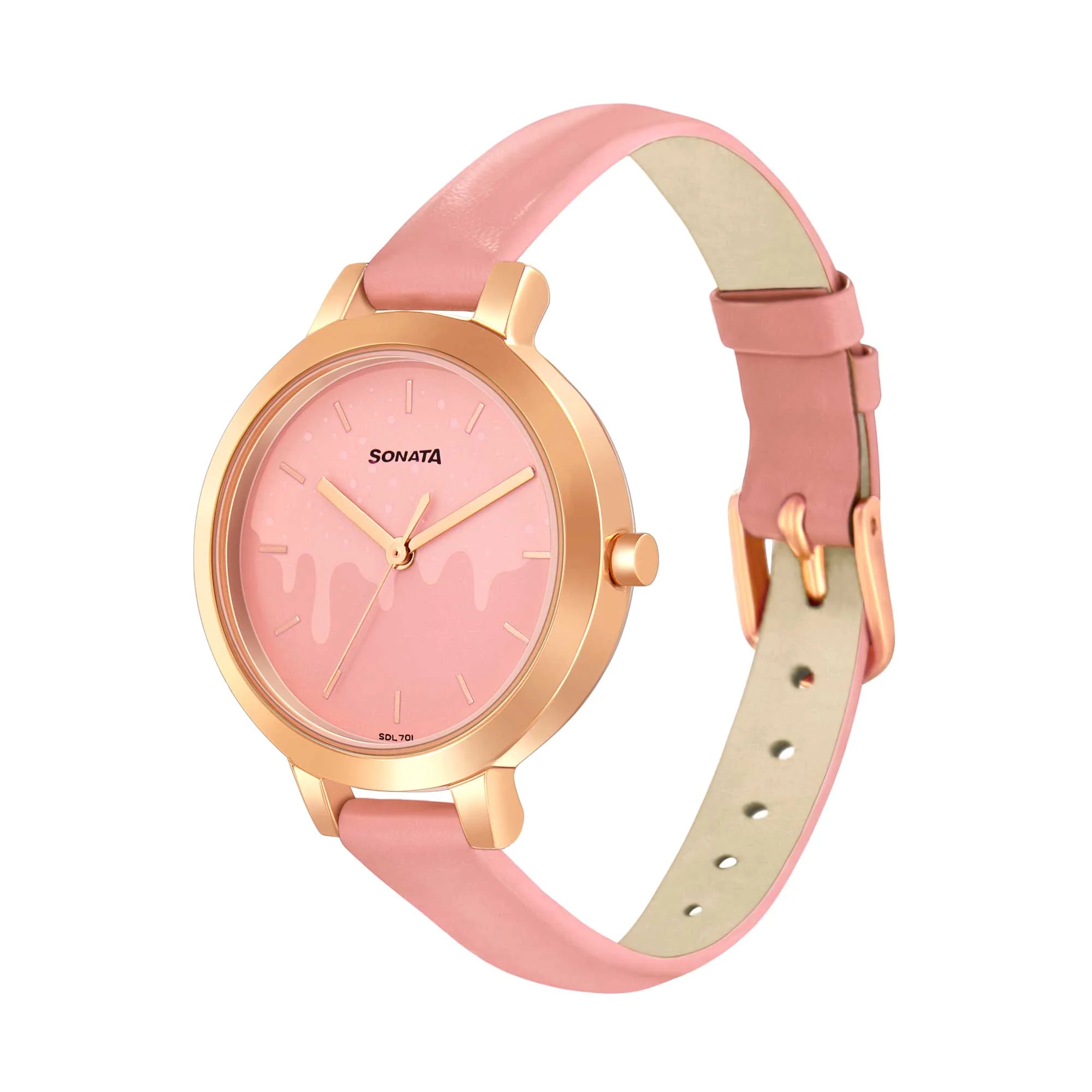 Sonata Play Pink Dial Women Watch With Leather Strap - Image 2