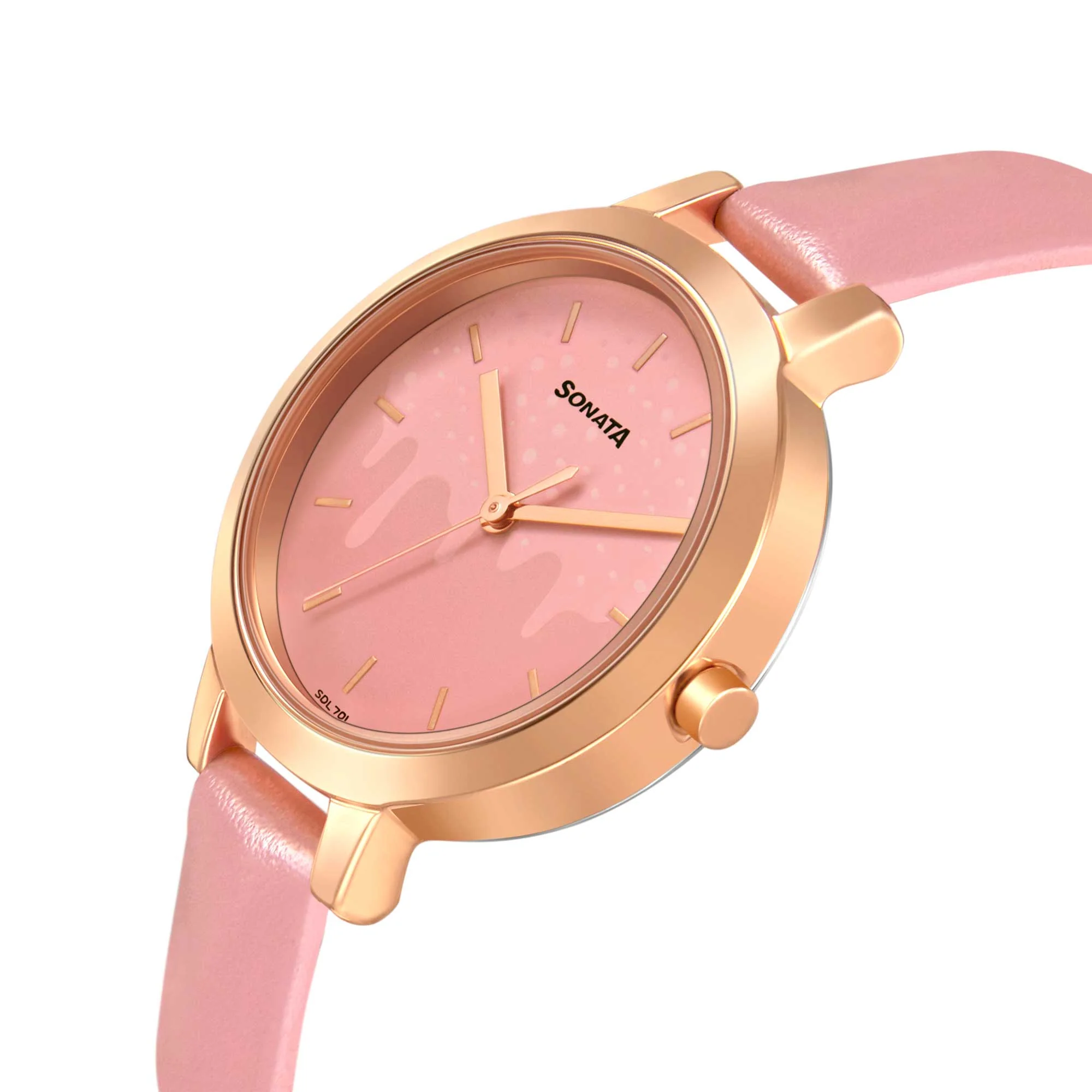 Sonata Play Pink Dial Women Watch With Leather Strap - Image 3