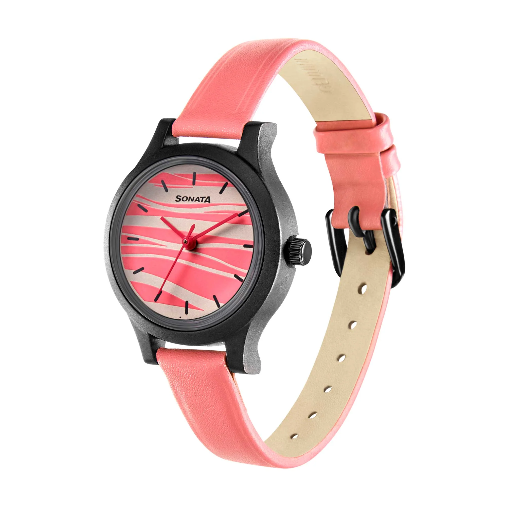 Sonata Play Pink Dial Women Watch With Leather Strap - Image 2