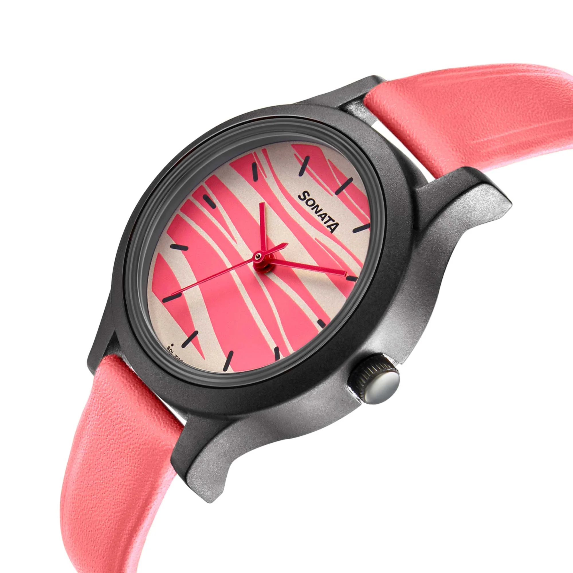 Sonata Play Pink Dial Women Watch With Leather Strap - Image 3