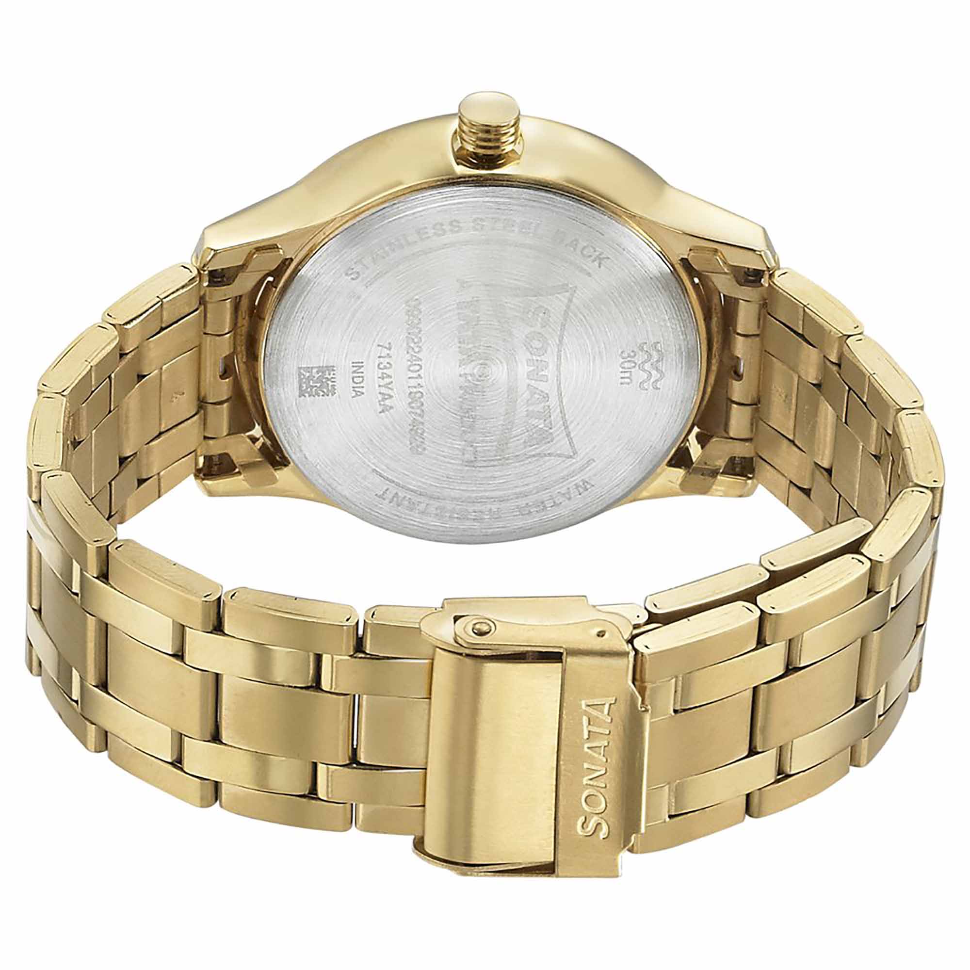 Sonata Quartz Analog Black Dial Metal Strap Watch for Men - Image 4