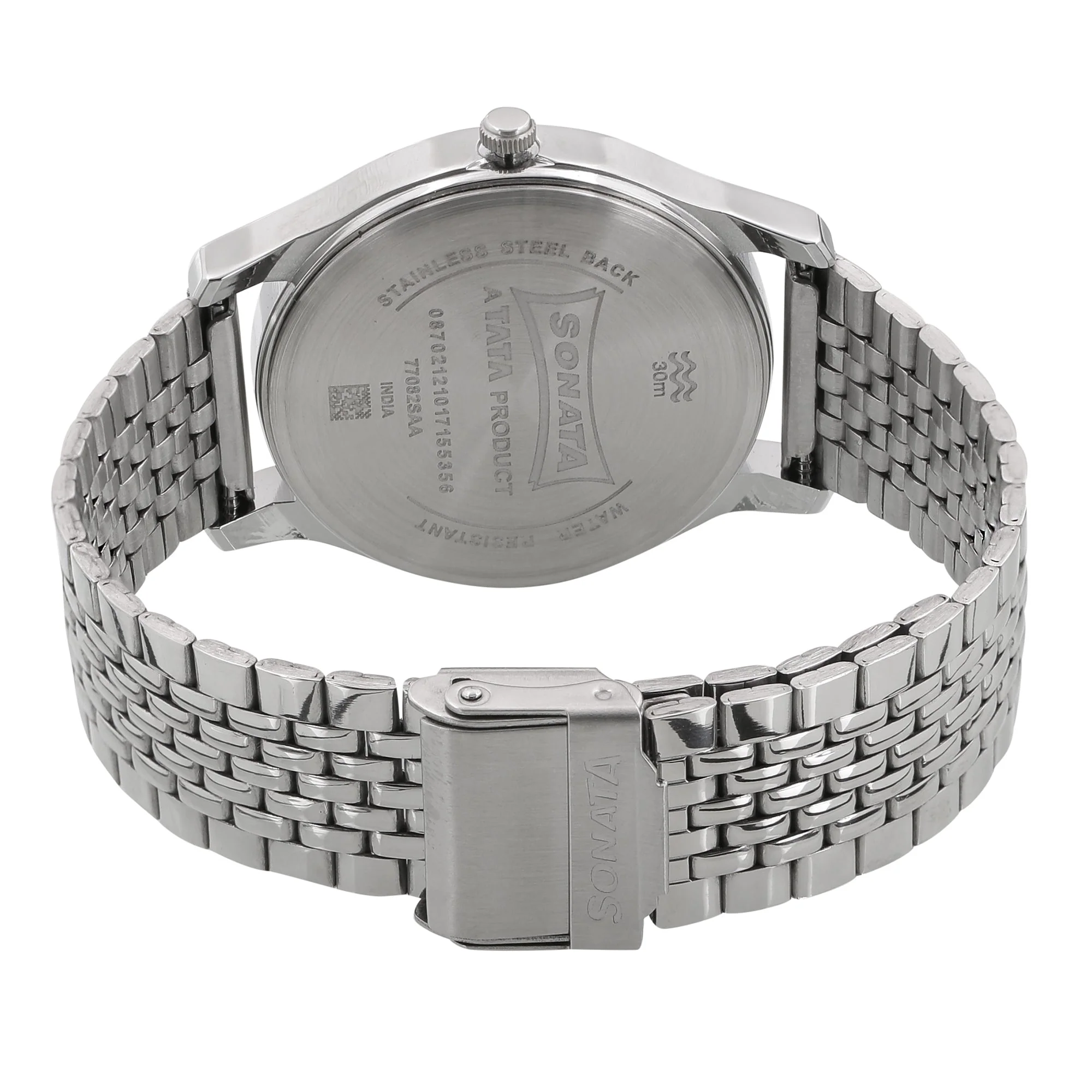 Sonata Quartz Analog Black Dial Stainless Steel Strap Watch for Men - Image 4