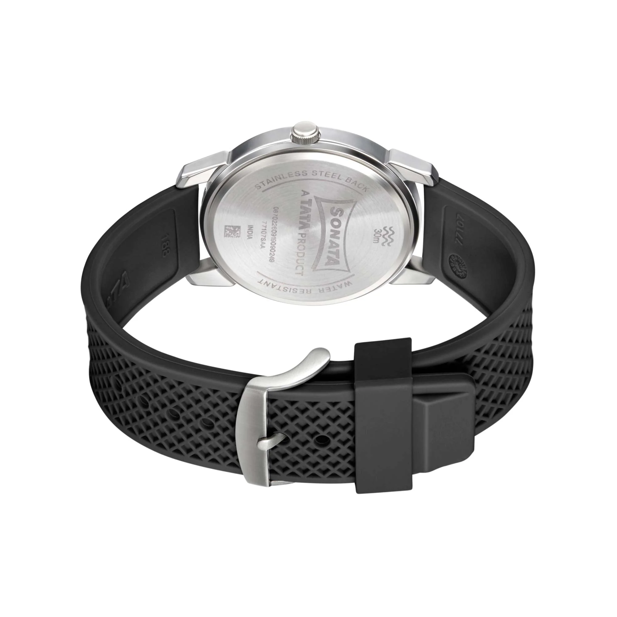 Sonata Quartz Analog Black Dial TPU Strap Watch for Men - Image 4