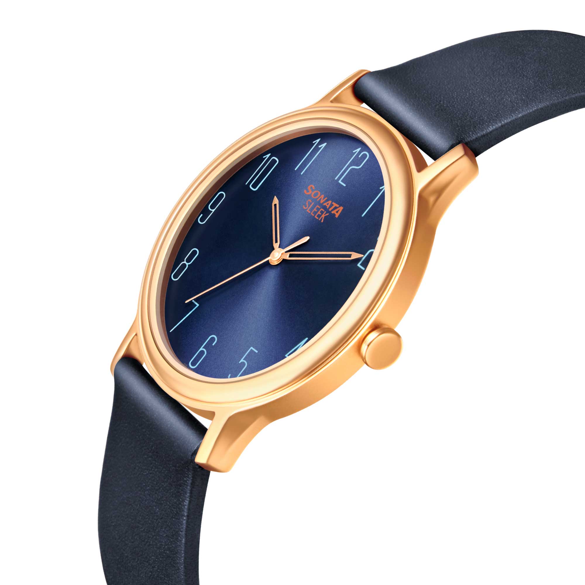 Sonata Quartz Analog Blue Dial Leather Strap Watch for Men - Image 3