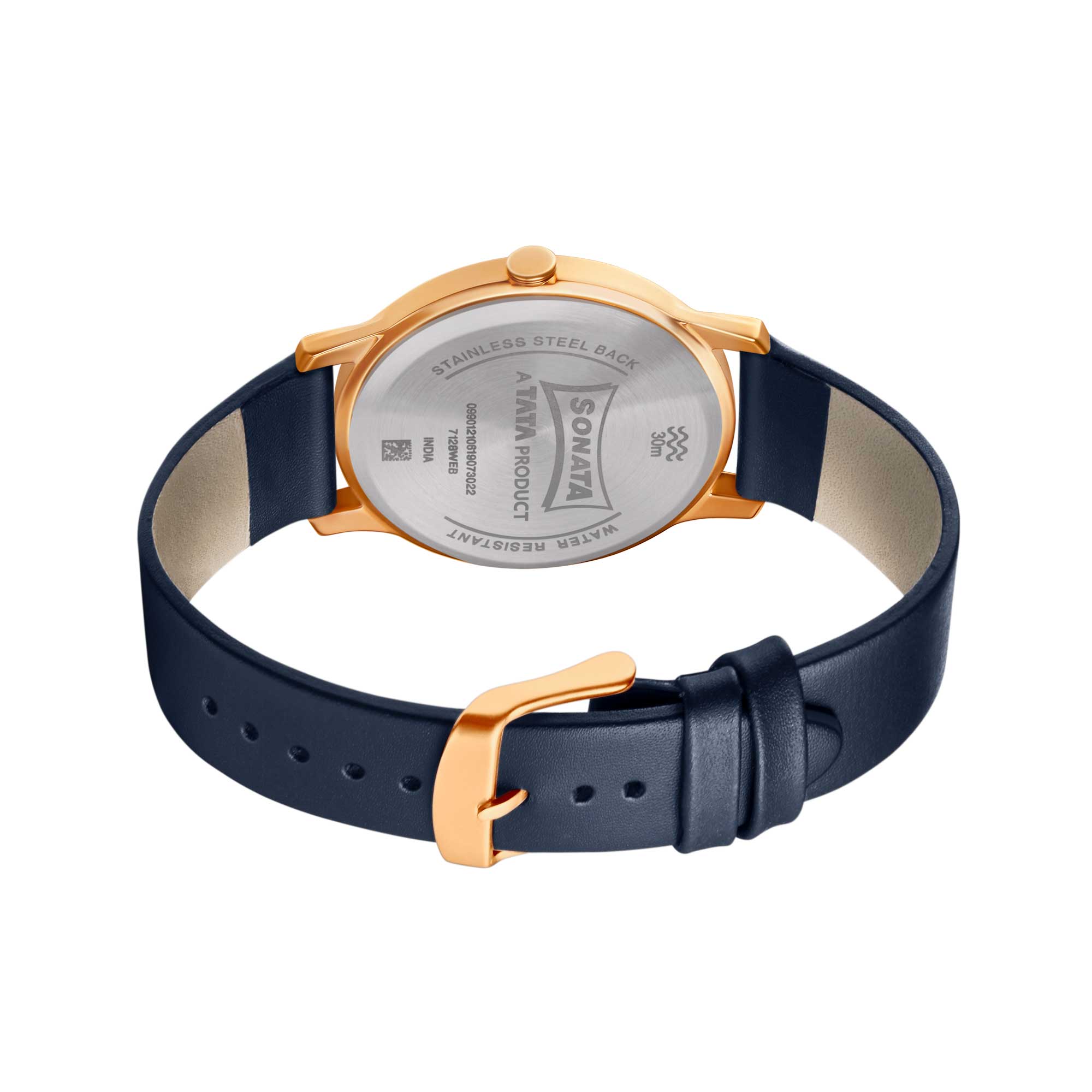 Sonata Quartz Analog Blue Dial Leather Strap Watch for Men - Image 4