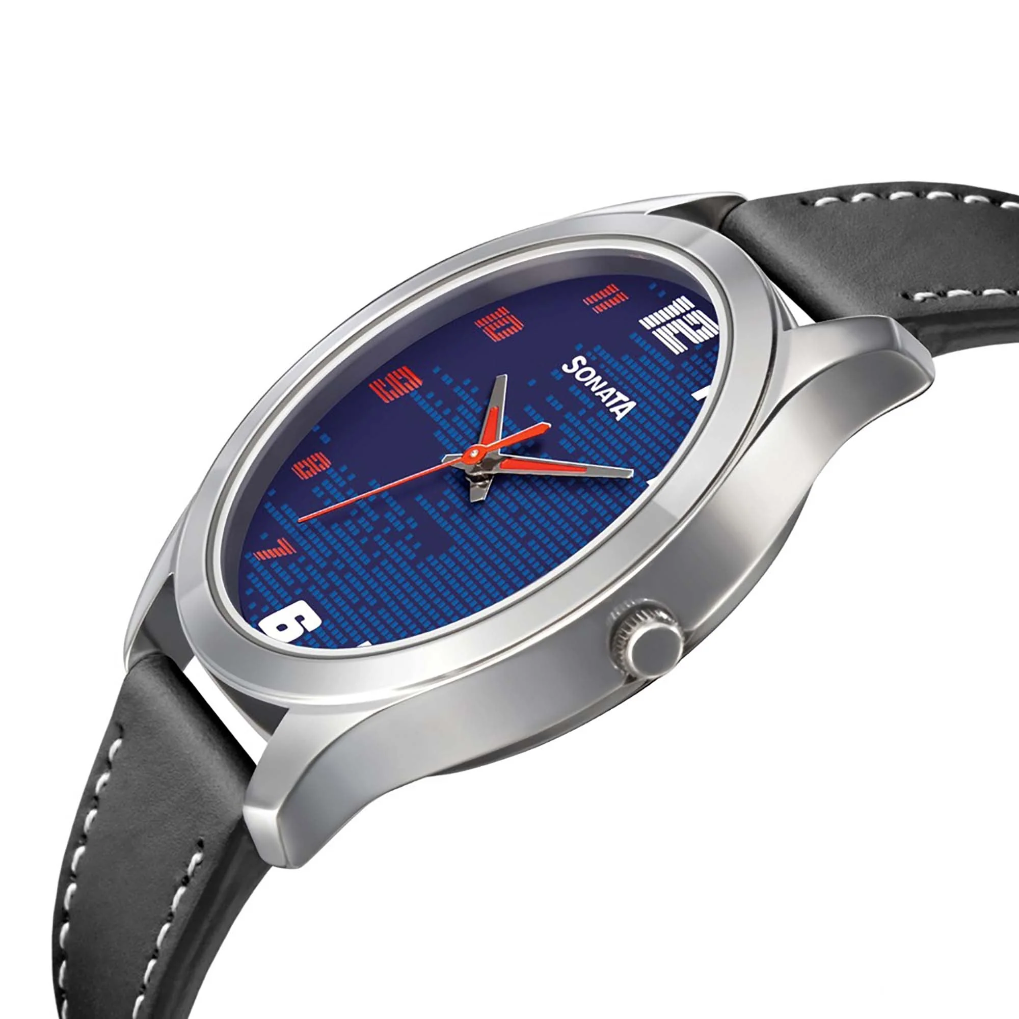Sonata Quartz Analog Blue Dial Leather Strap Watch for Men - Image 3