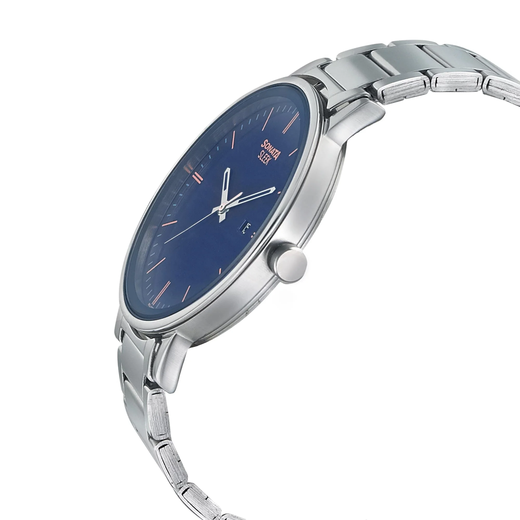 Sonata Quartz Analog Blue Dial Stainless Steel Strap Watch for Men - Image 3