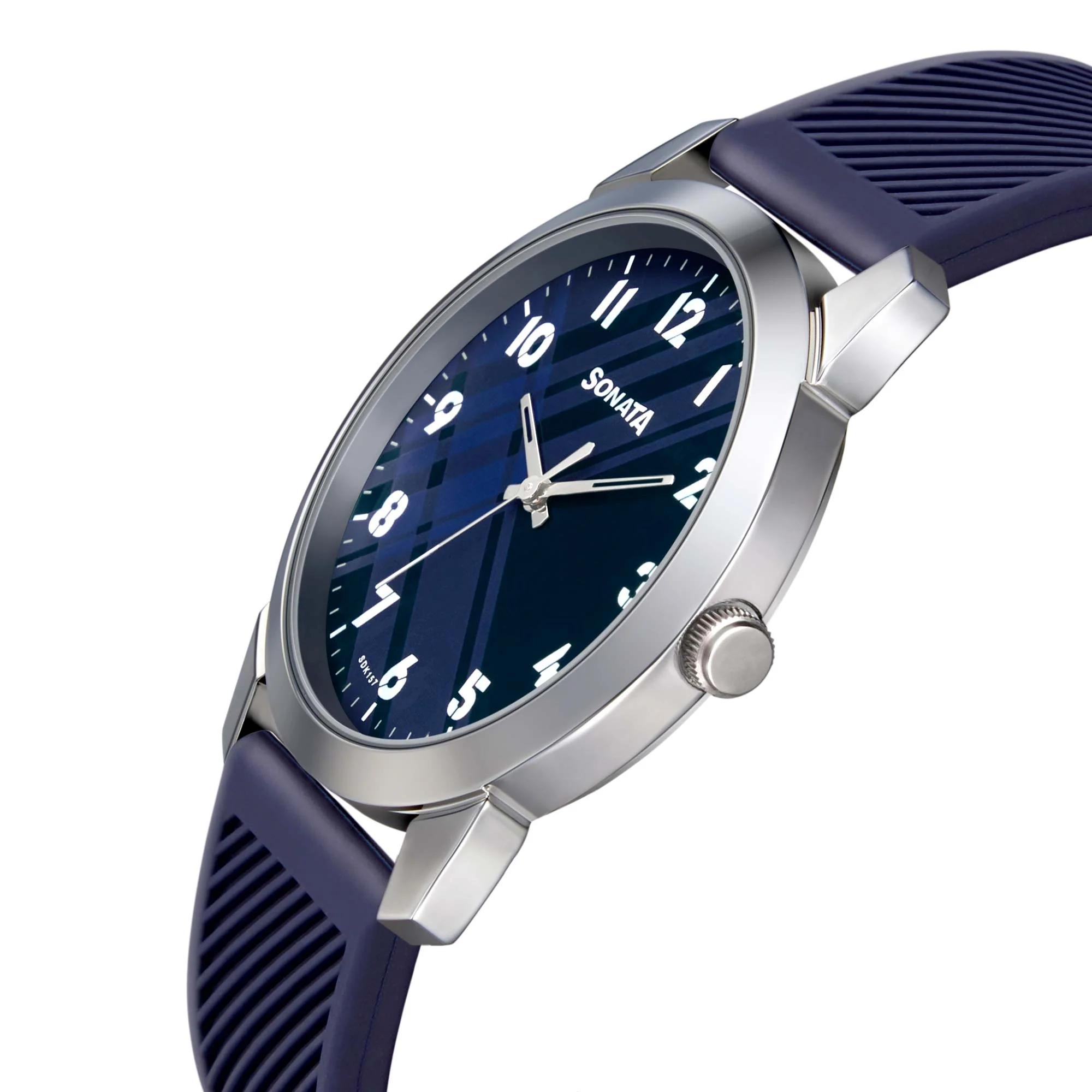 Sonata Quartz Analog Blue Dial TPU Strap Watch for Men - Image 3