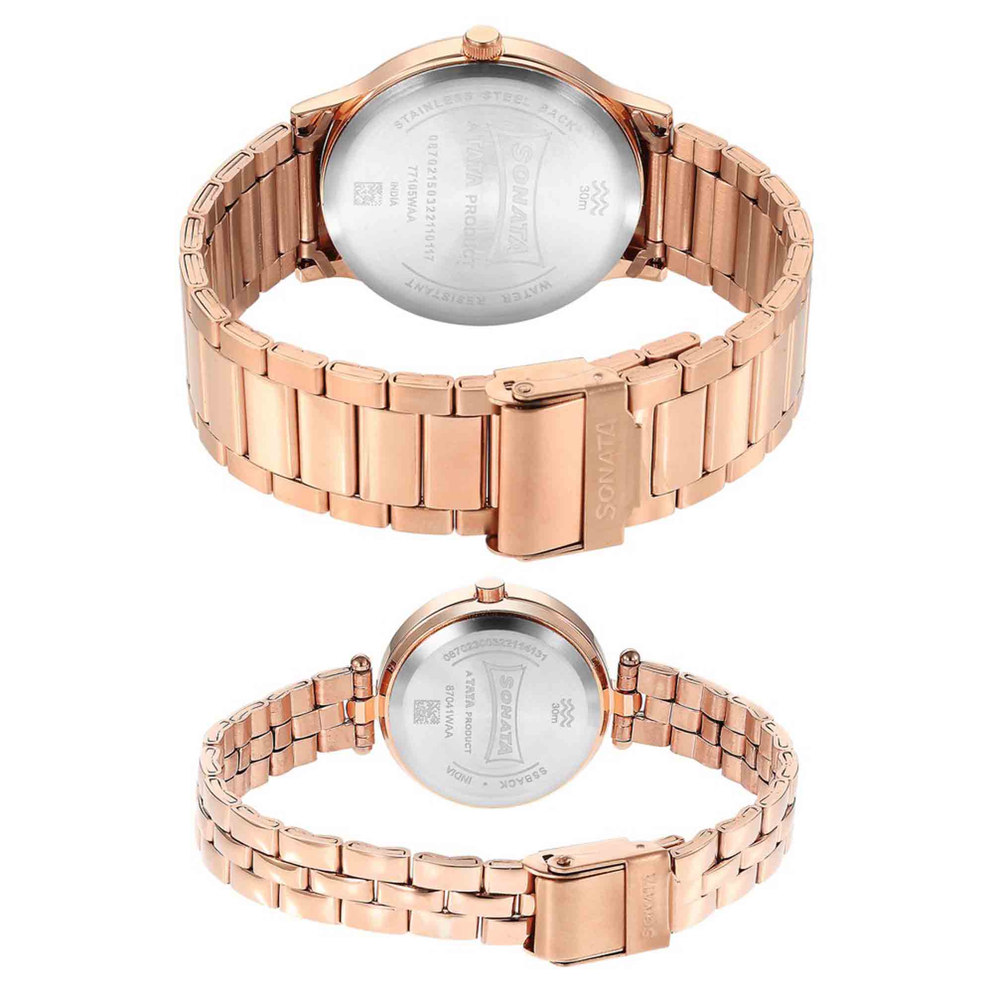 Sonata Quartz Analog Brown Dial Stainless Steel Strap Watch for Couple - Image 4