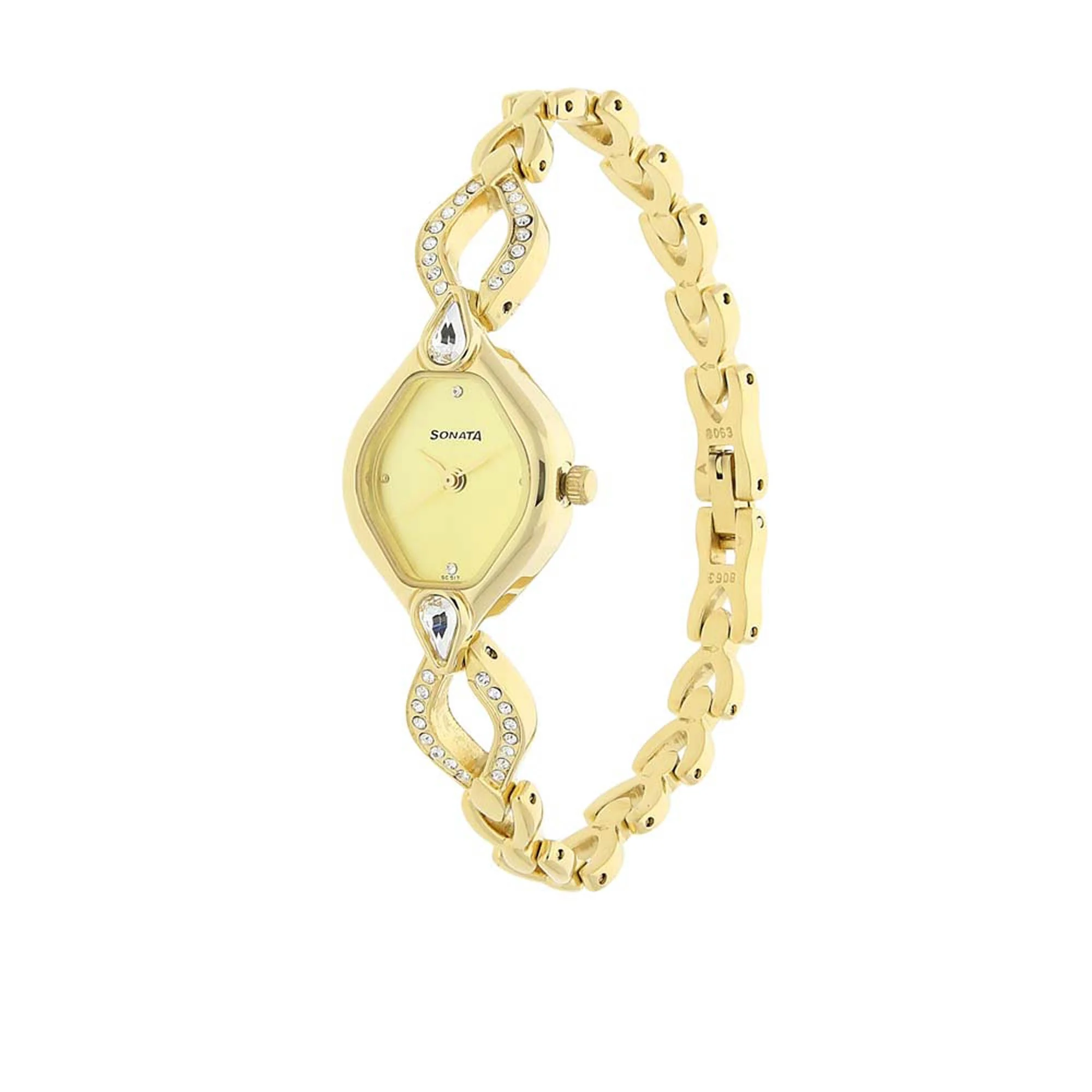 Sonata Quartz Analog Champagne Dial Metal Strap Watch for Women - Image 2
