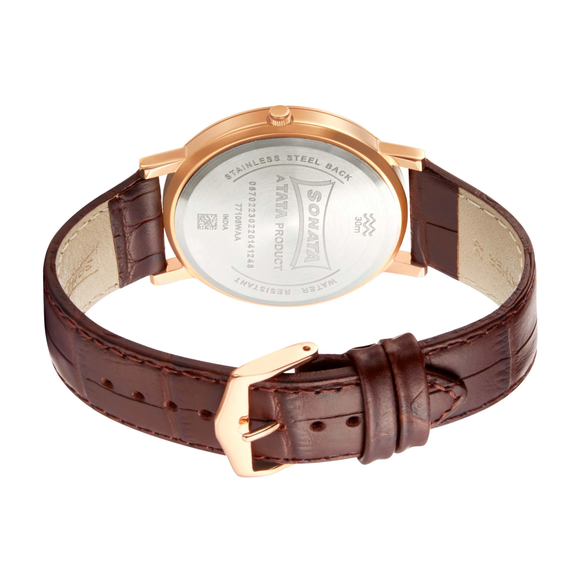 Sonata Quartz Analog Green Dial Leather Strap Watch for Men - Image 4