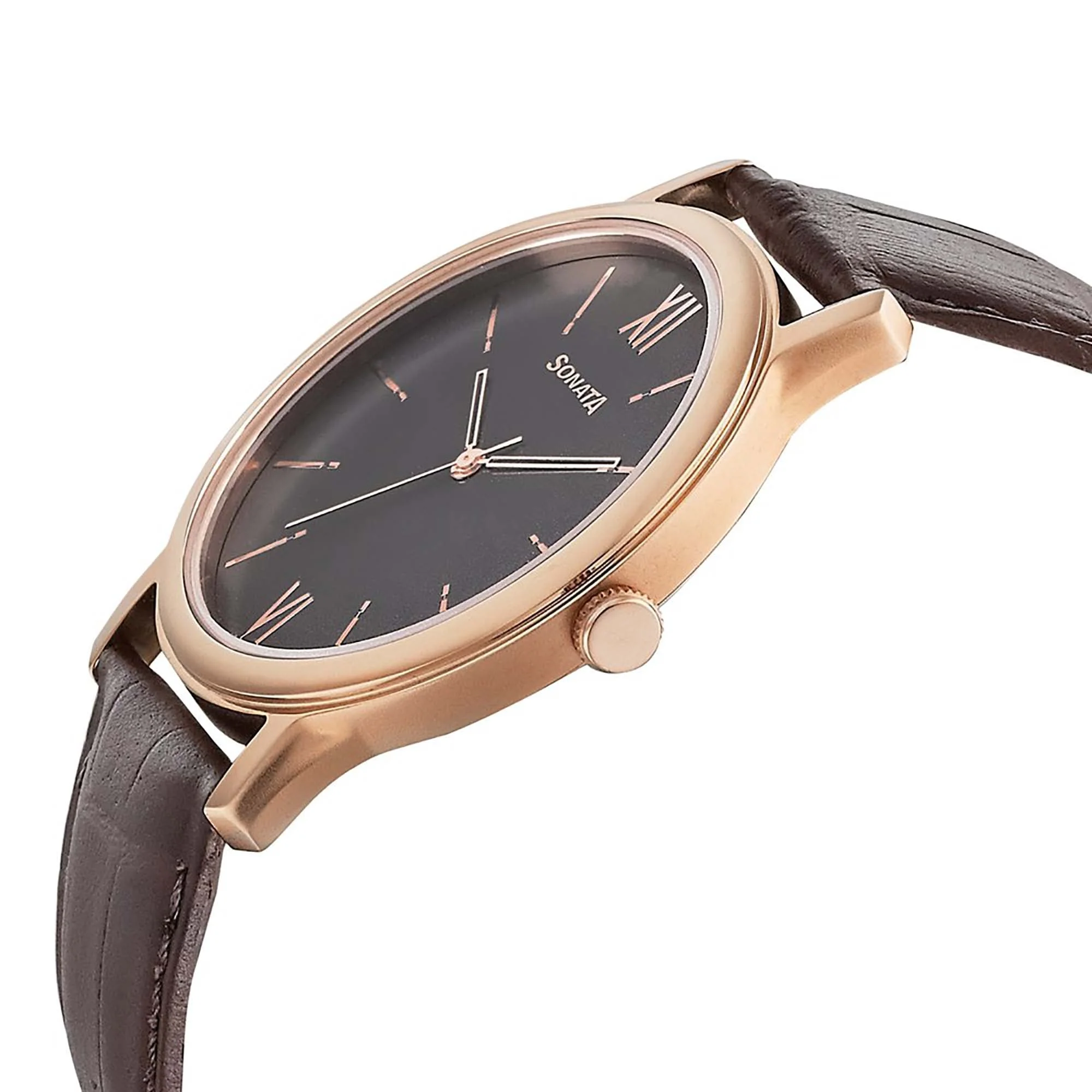 Sonata Quartz Analog Grey Dial Leather Strap Watch for Men - Image 3