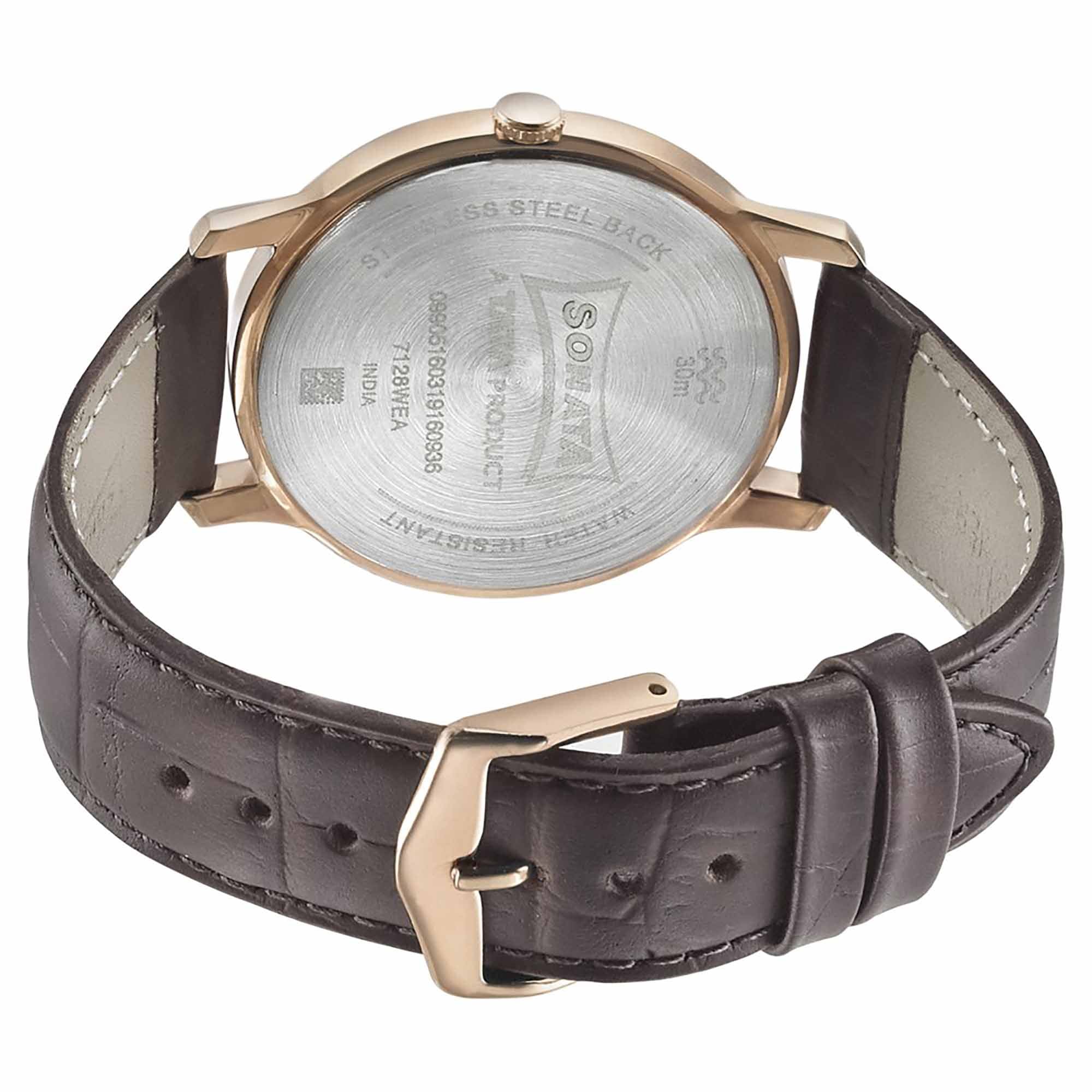 Sonata Quartz Analog Grey Dial Leather Strap Watch for Men - Image 4