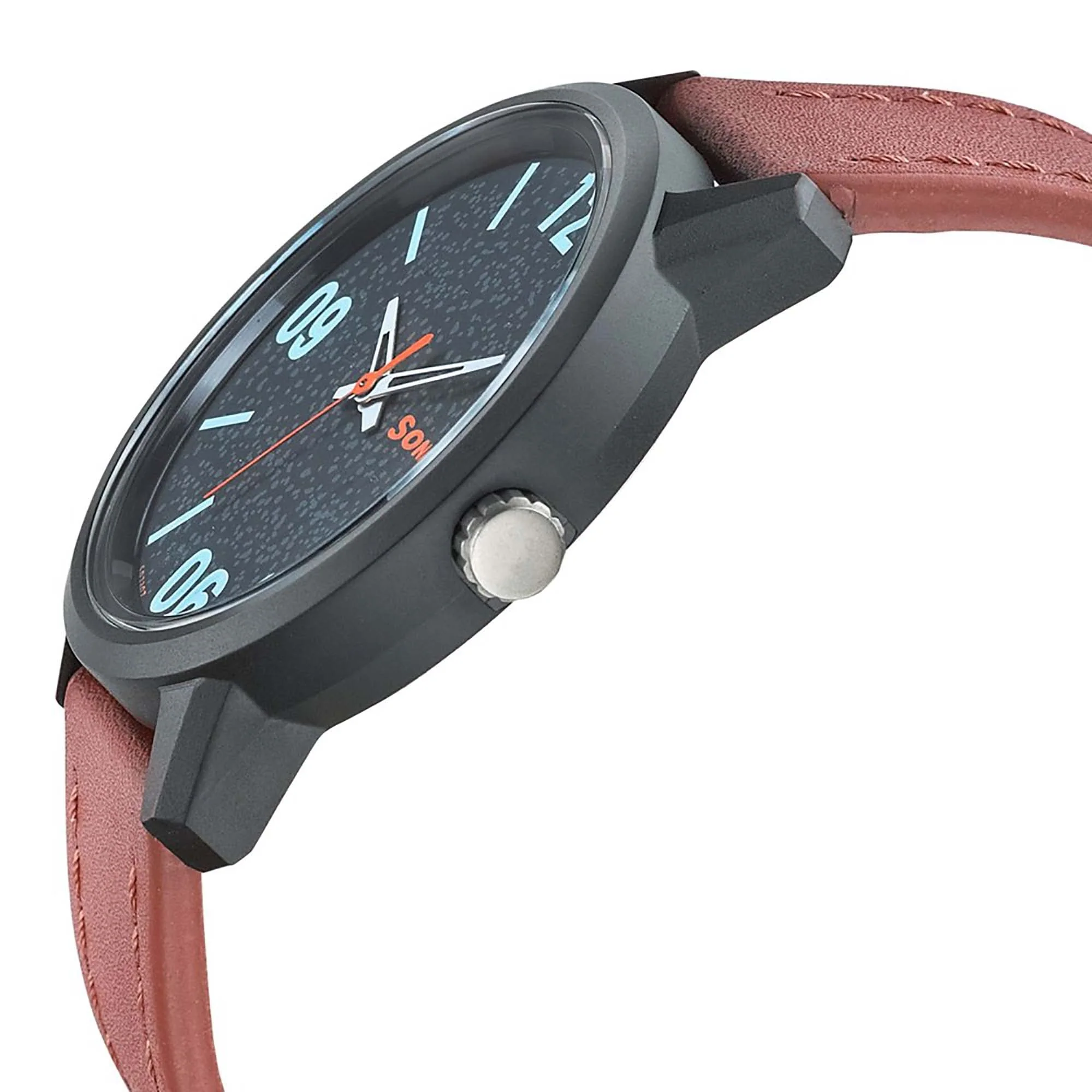 Sonata Quartz Analog Grey Dial Leather Strap Watch for Men - Image 3