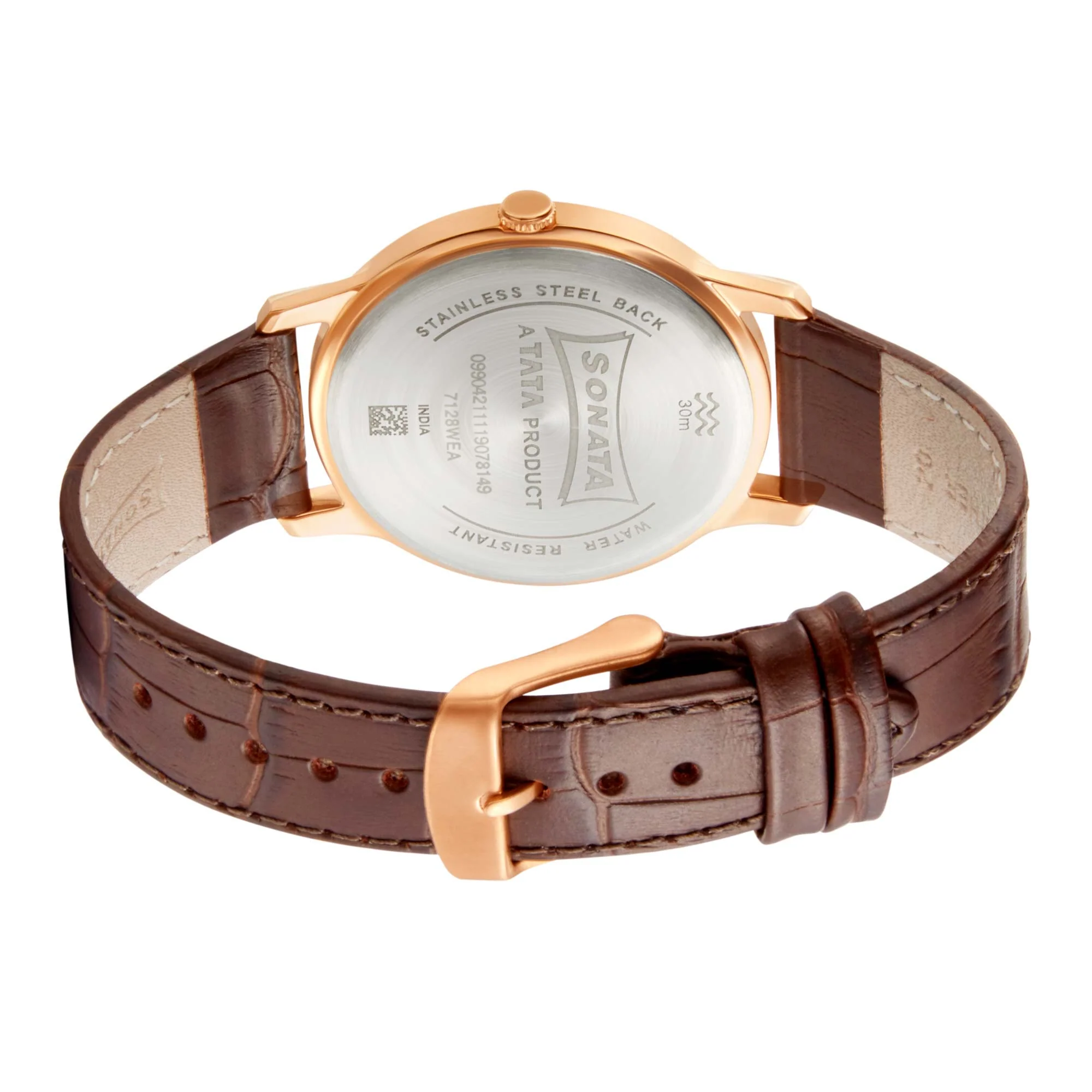 Sonata Quartz Analog White Dial Leather Strap Watch for Men - Image 4