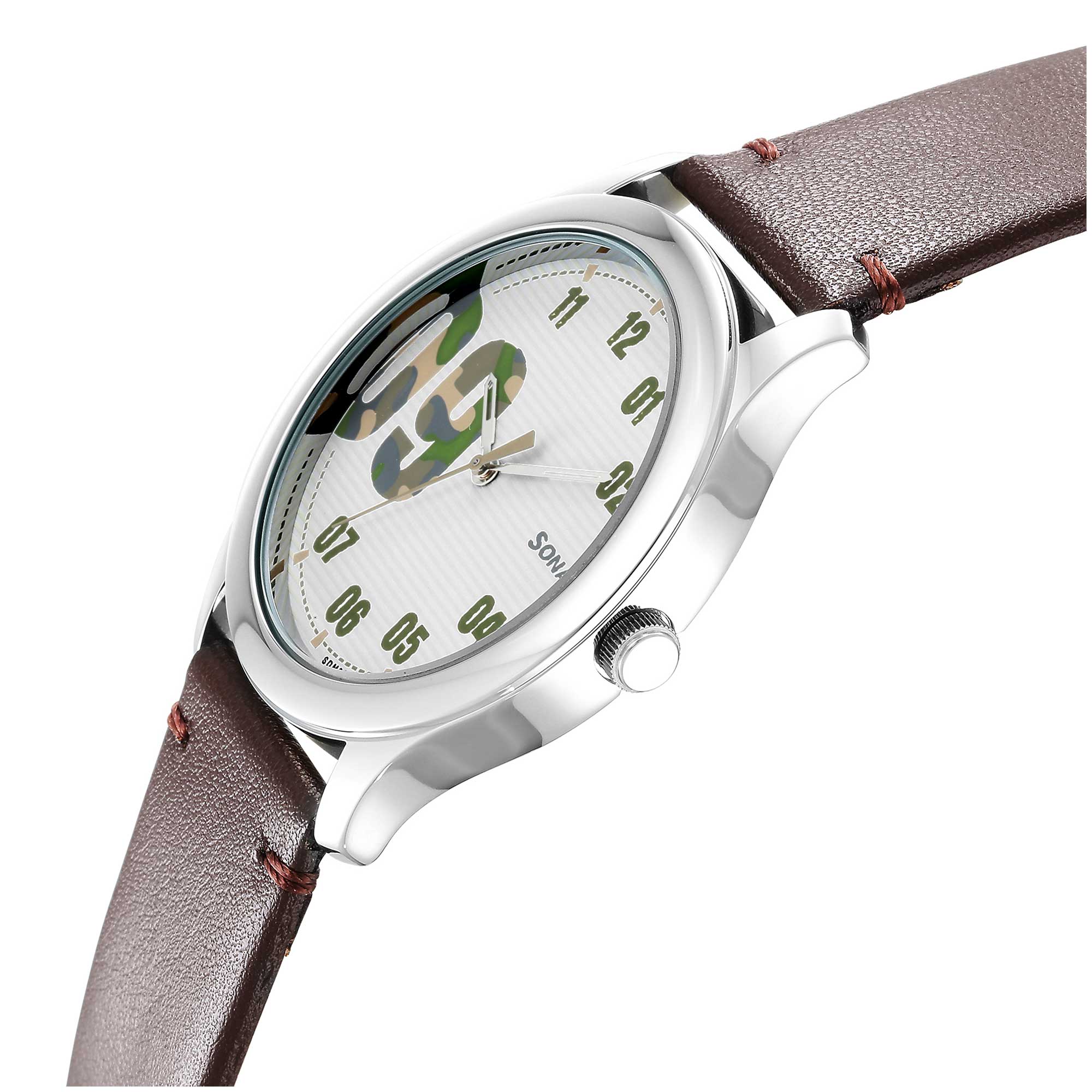 Sonata Quartz Analog White Dial Leather Strap Watch for Men - Image 3