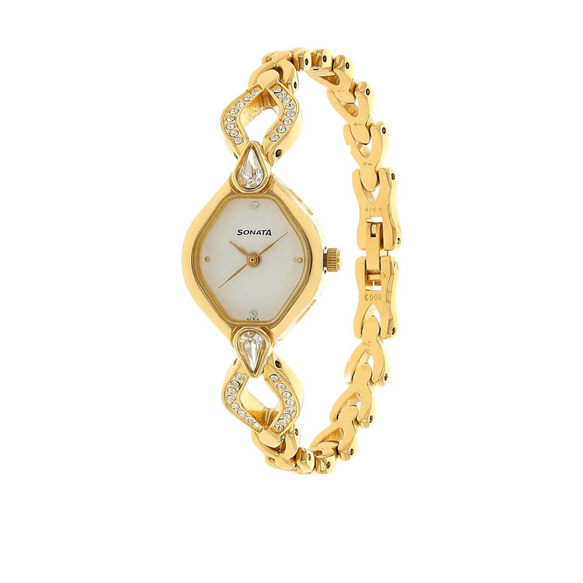 Sonata Quartz Analog White Dial Metal Strap Watch for Women - Image 2
