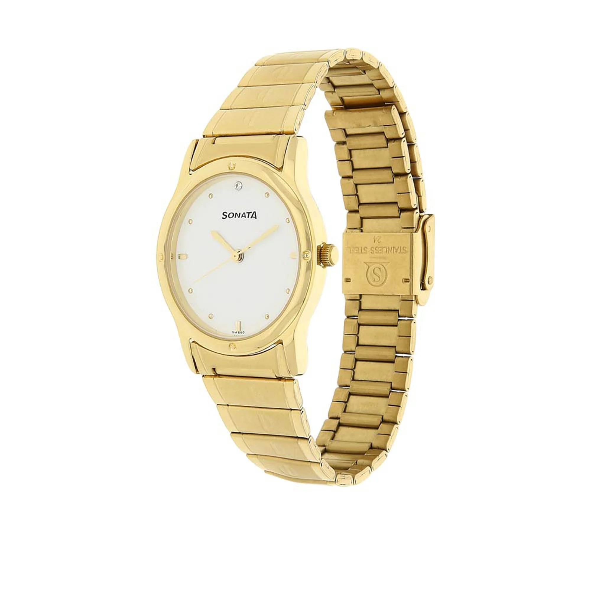 Sonata Quartz Analog White Dial Stainless Steel Strap Watch for Men - Image 2