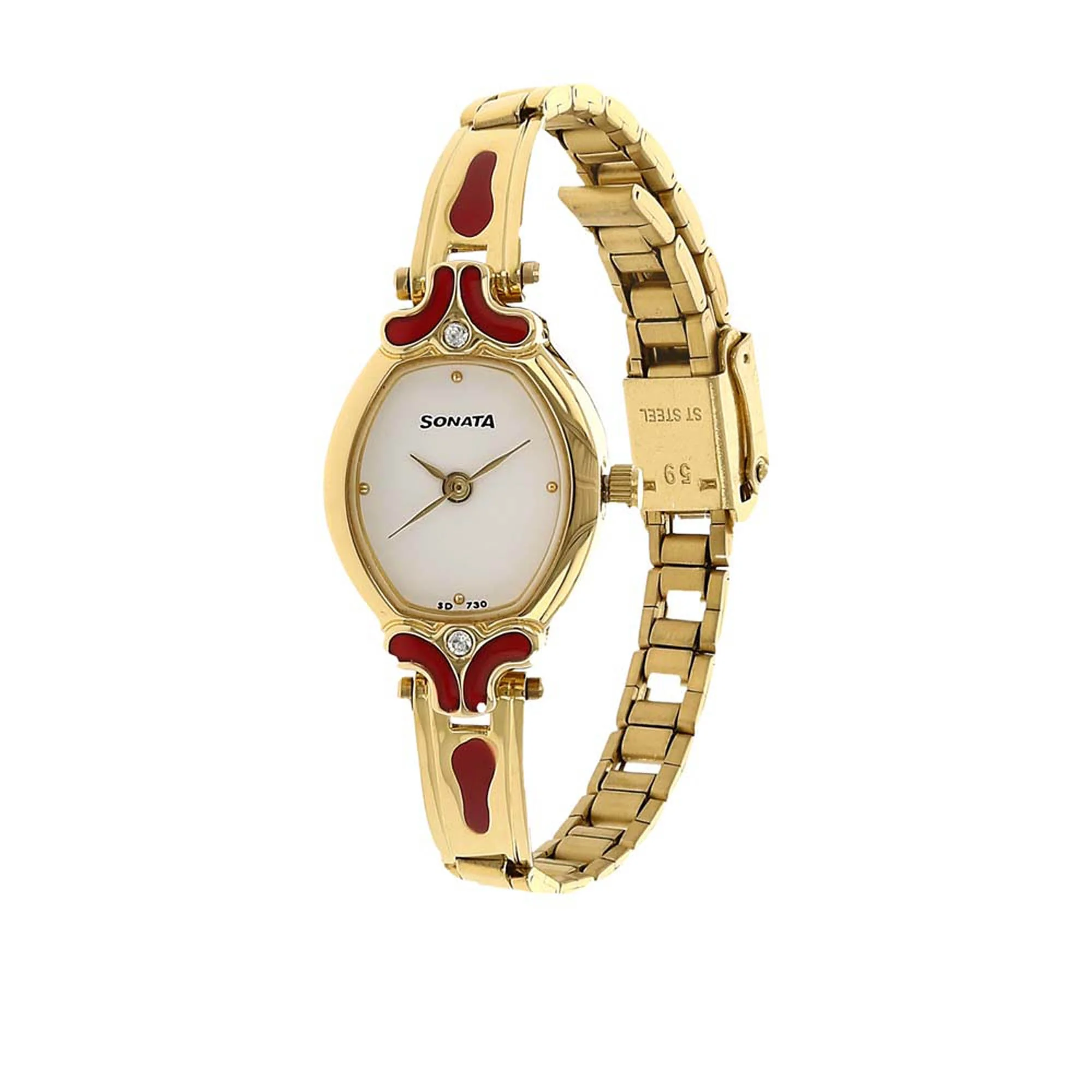 Sonata Quartz Analog White Dial Stainless Steel Strap Watch for Women - Image 2