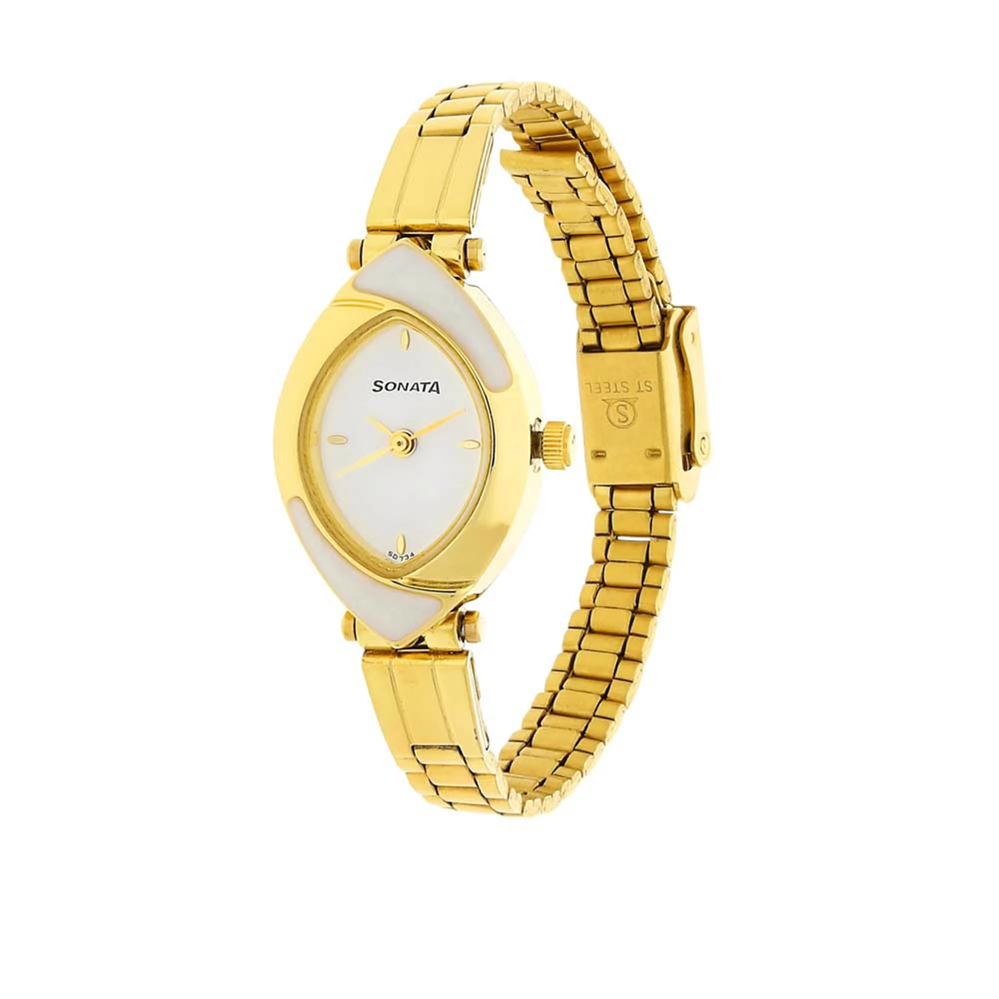 Sonata Quartz Analog White Dial Stainless Steel Strap Watch for Women - Image 2