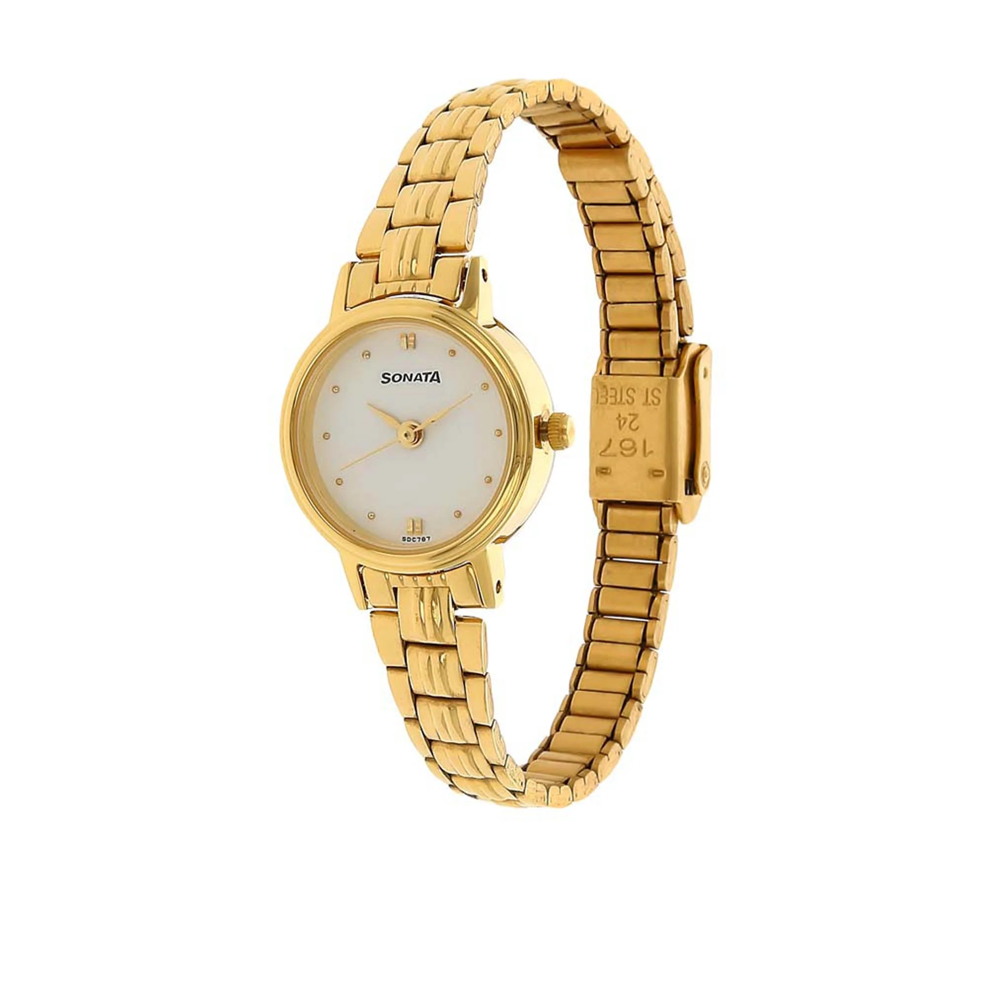 Sonata Quartz Analog White Dial Stainless Steel Strap Watch for Women - Image 2