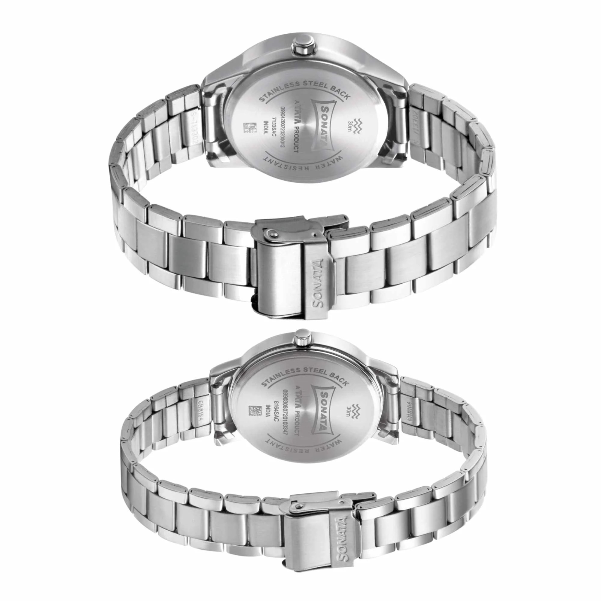 Sonata Quartz Analog with Date Blue Dial Metal Strap Watch for Couple - Image 4