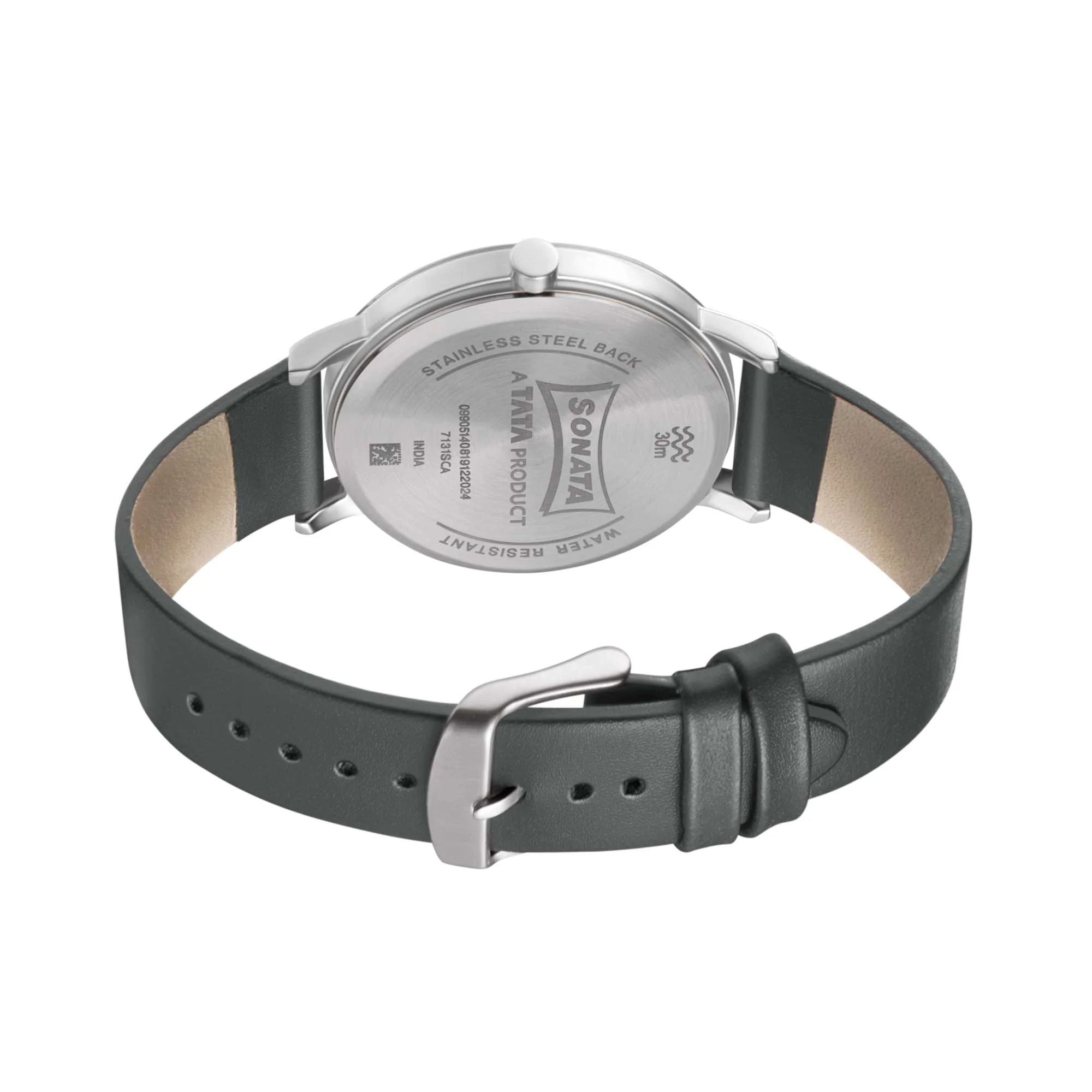 Sonata Quartz Analog with Date Grey Dial Leather Strap Watch for Men - Image 4