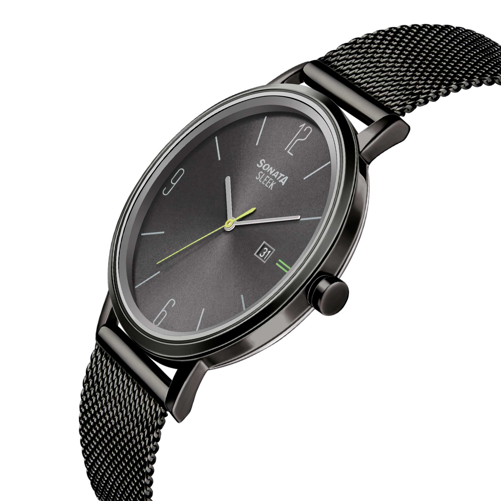 Sonata Quartz Analog with Date Grey Dial Stainless Steel Strap Watch for Men - Image 3