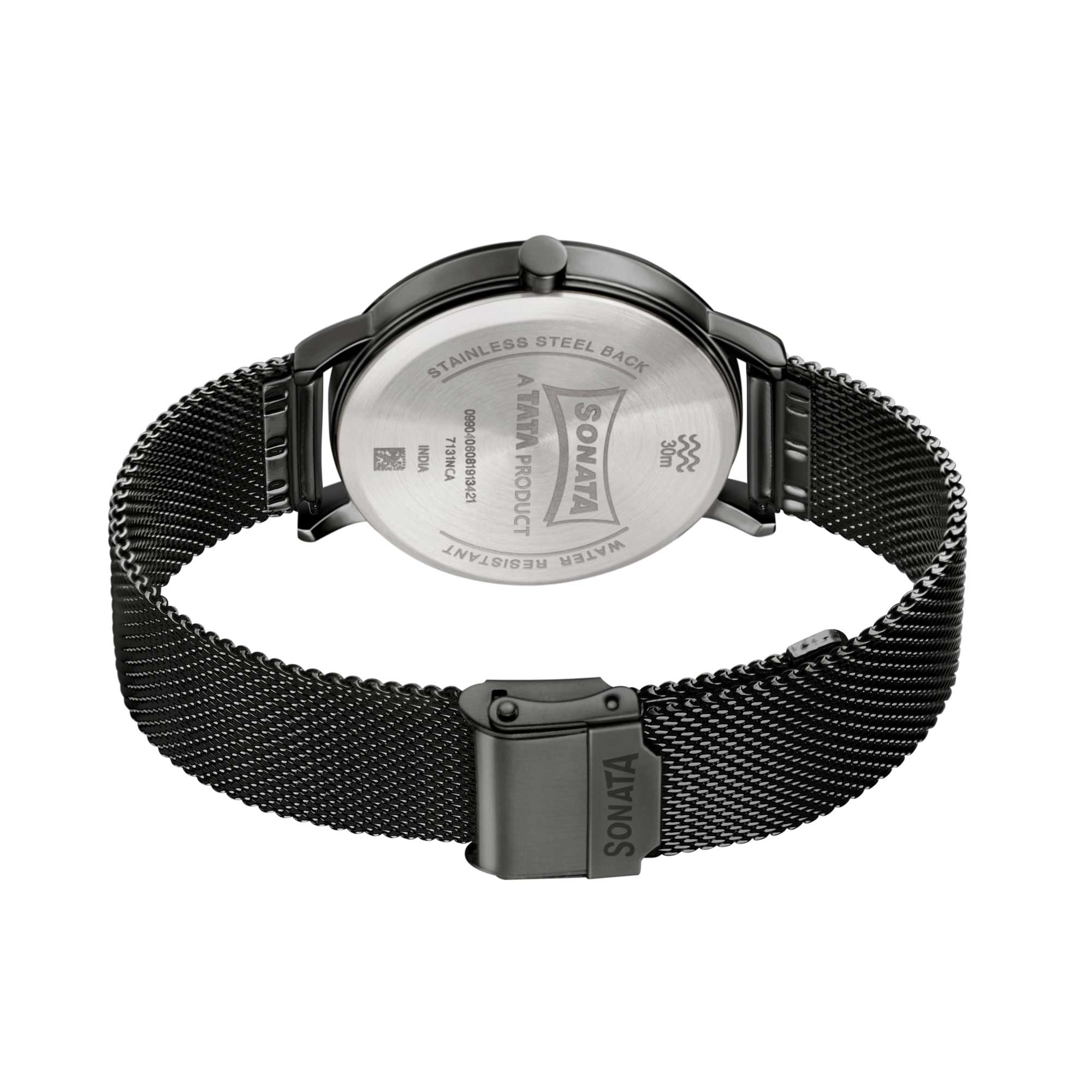 Sonata Quartz Analog with Date Grey Dial Stainless Steel Strap Watch for Men - Image 4