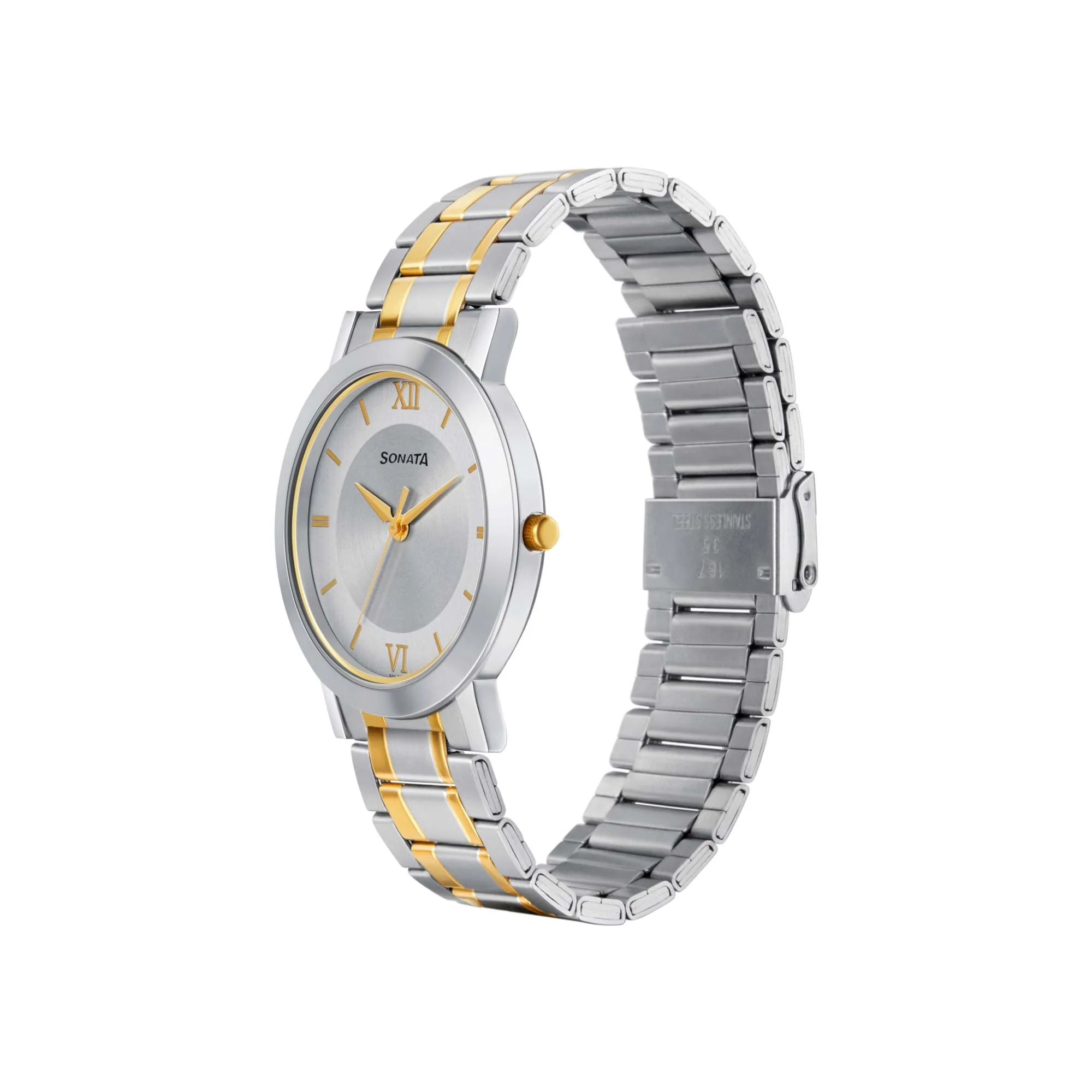 Sonata Quartz Analog with Date Grey Dial Stainless Steel Strap Watch for Men - Image 2