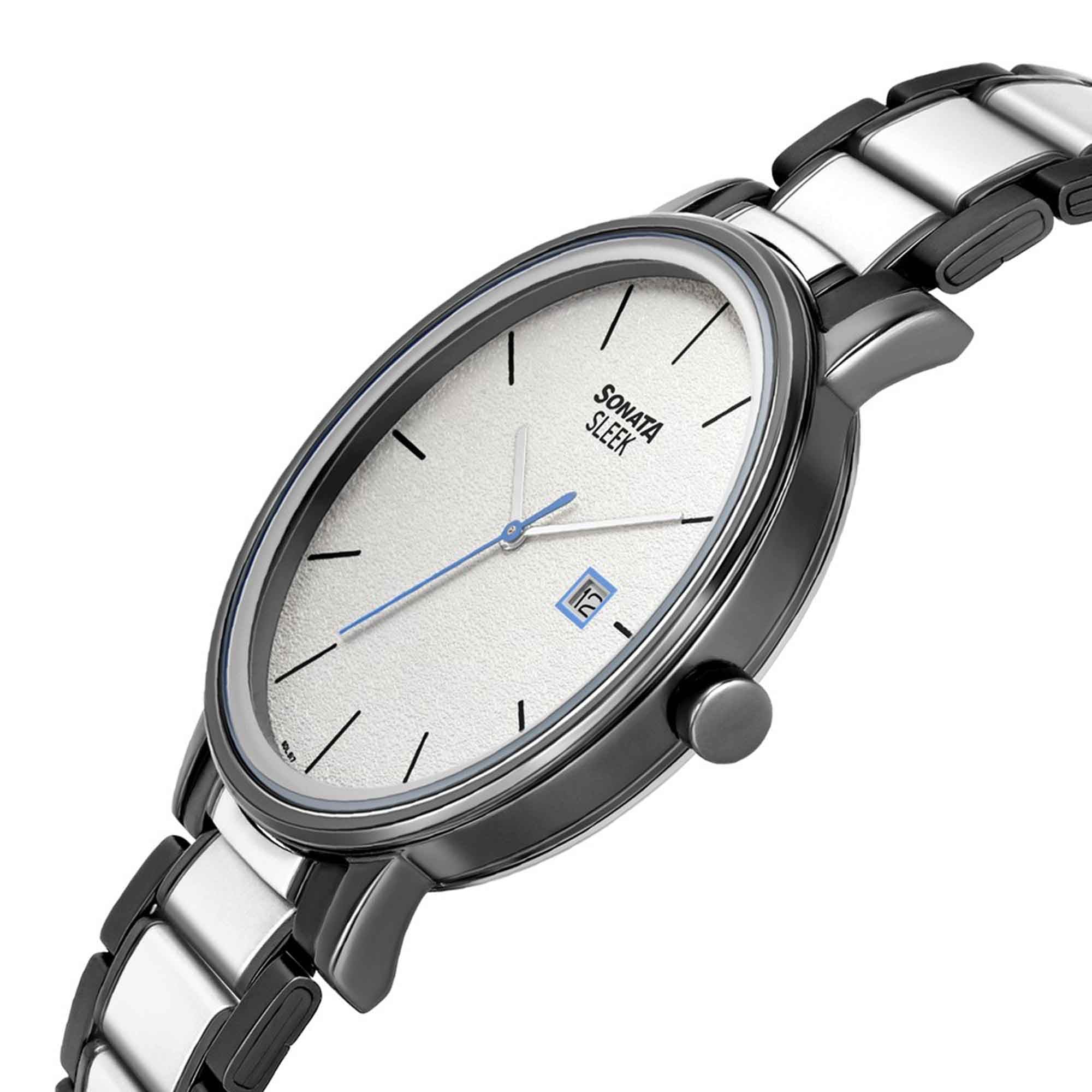 Sonata Quartz Analog with Date Stainless Steel Strap Watch for Men - Image 3
