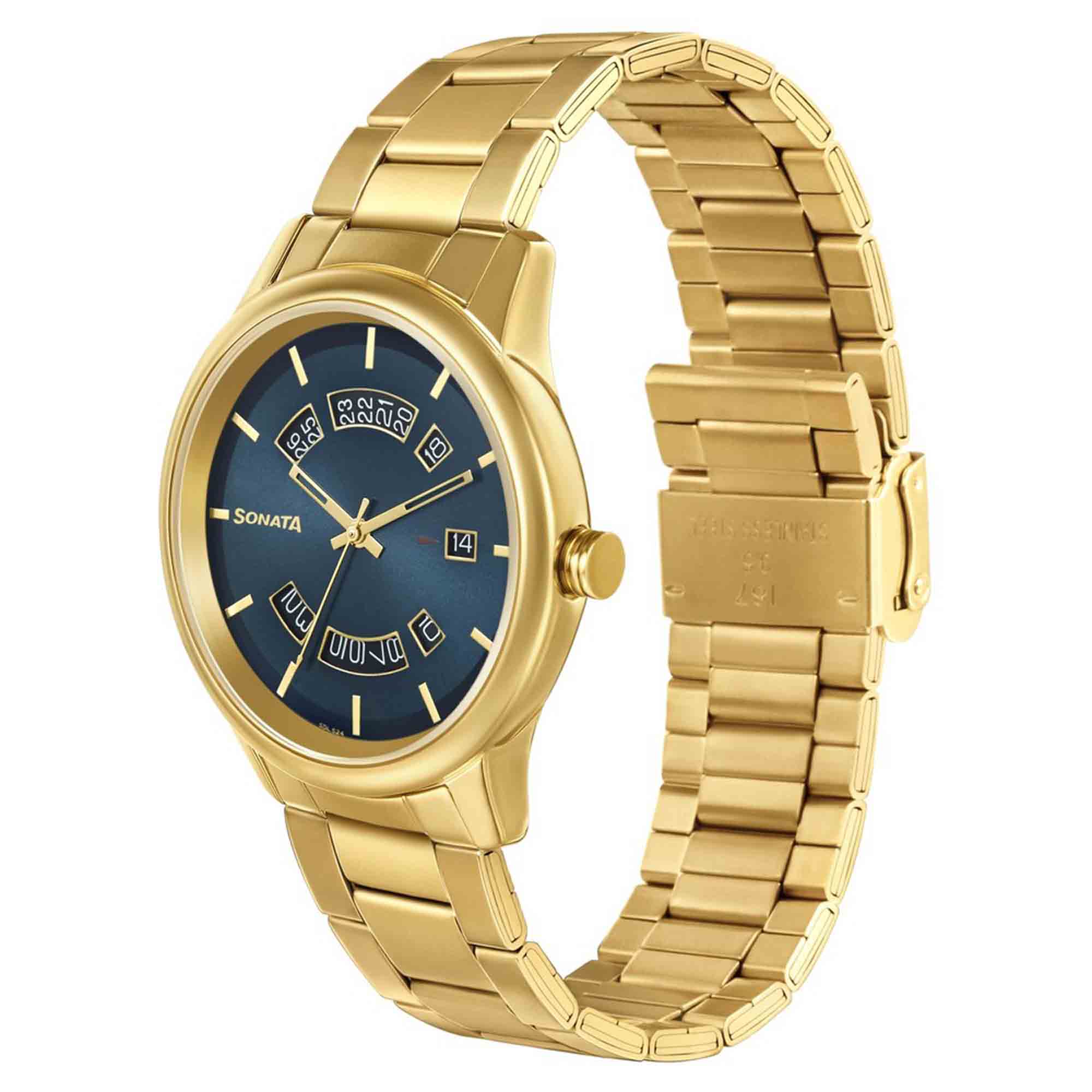 Sonata Quartz Analog with Date Stainless Steel Strap Watch for Men - Image 2