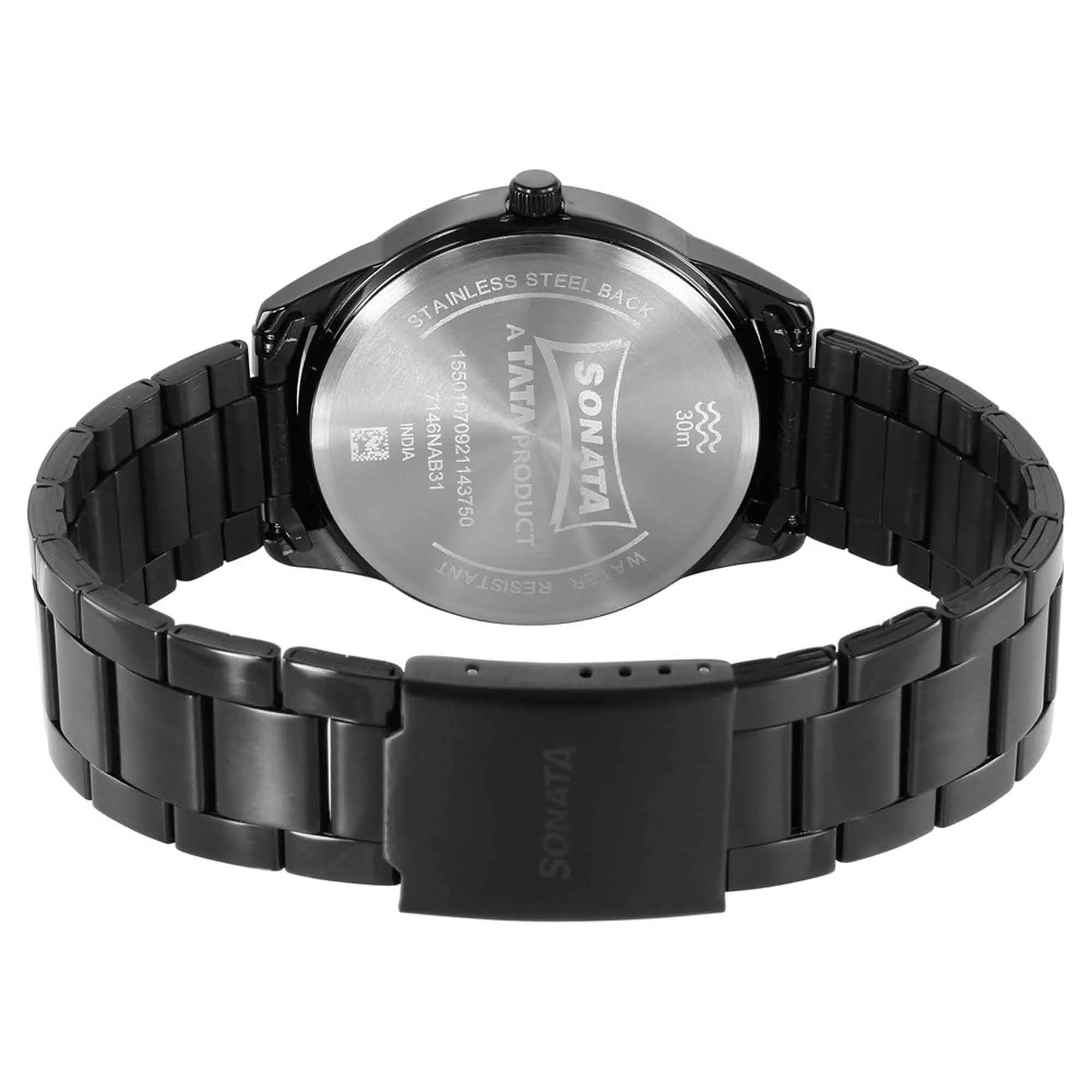 Sonata Quartz Analog with Day and Date Blue Dial Stainless Steel Strap Watch for Men - Image 4