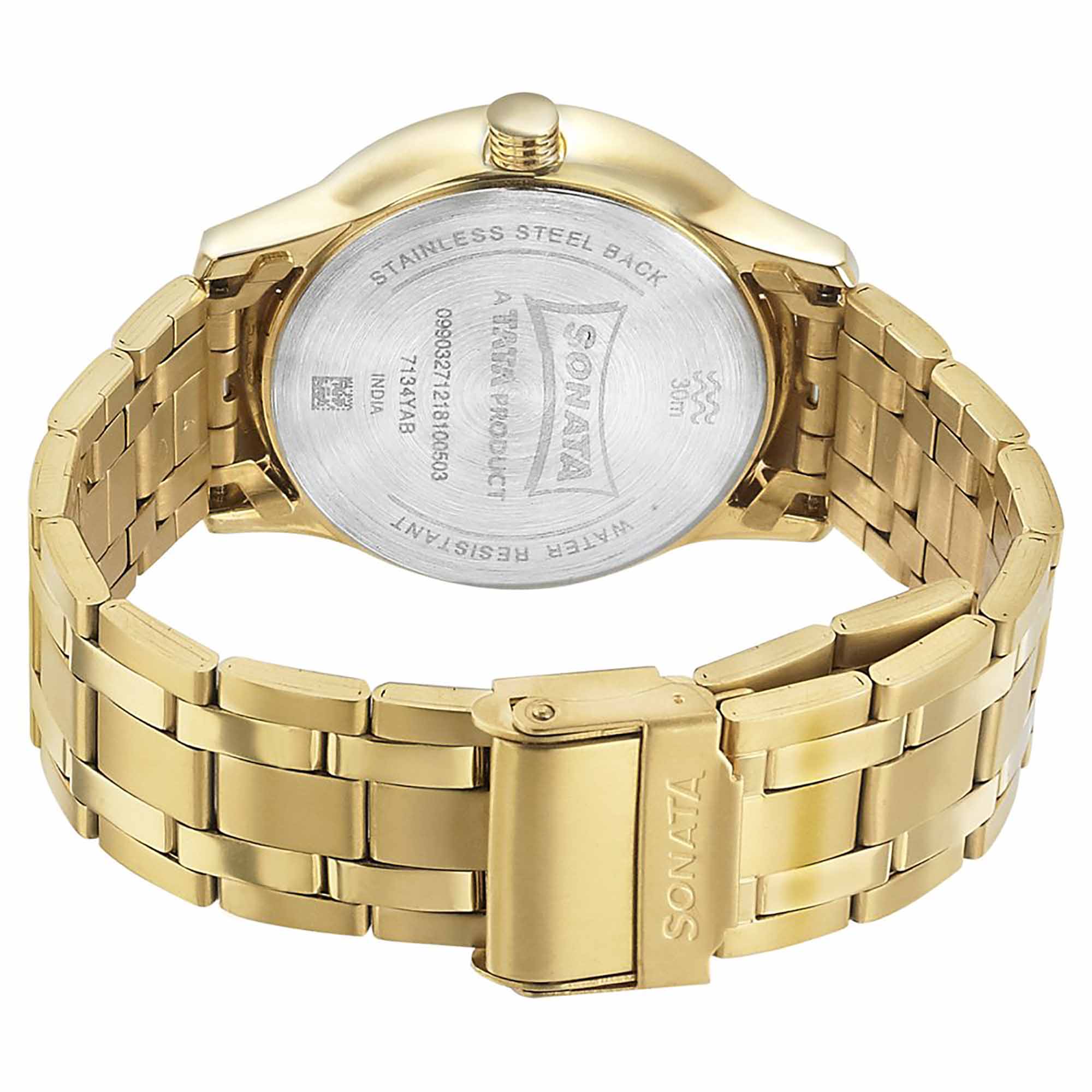 Sonata Quartz Analog with Day and Date Champagne Dial Metal Strap Watch for Men - Image 4