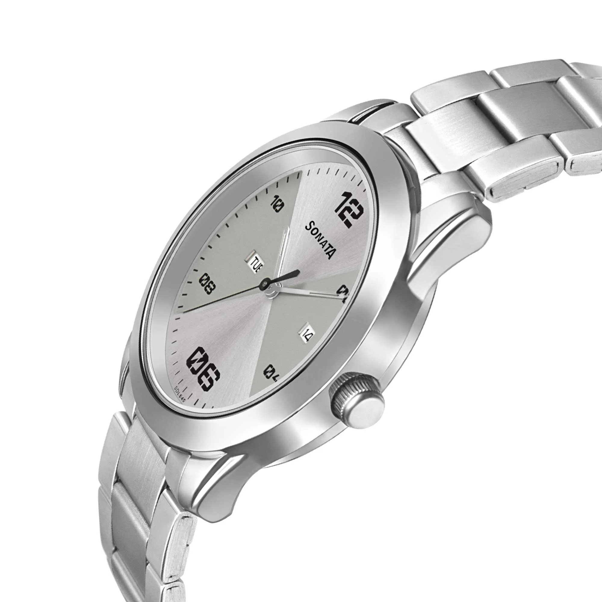 Sonata Quartz Analog with Day and Date Silver Dial Stainless Steel Strap Watch for Men - Image 3