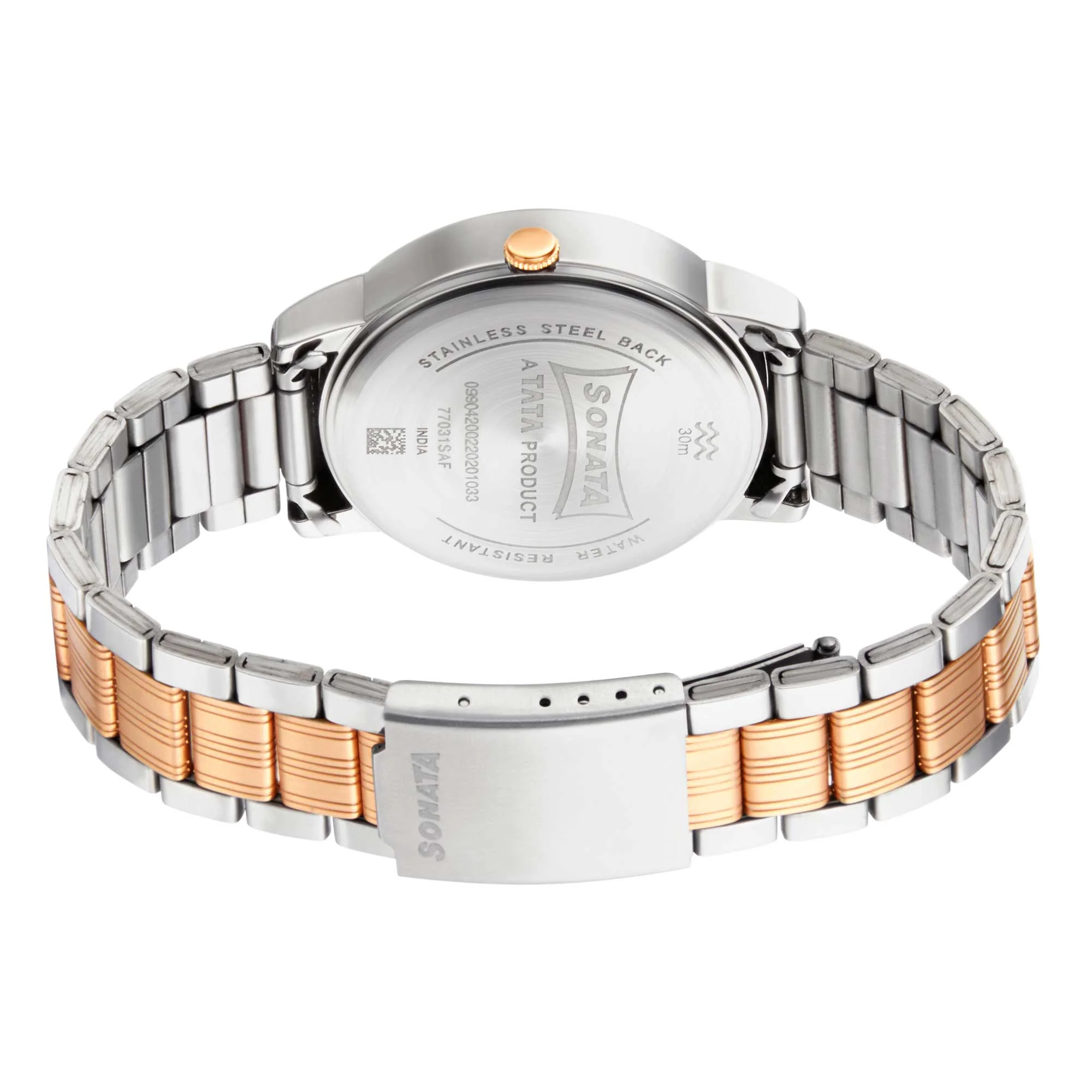 Sonata Quartz Analog with Day and Date White Dial Metal Strap Watch for Men - Image 4