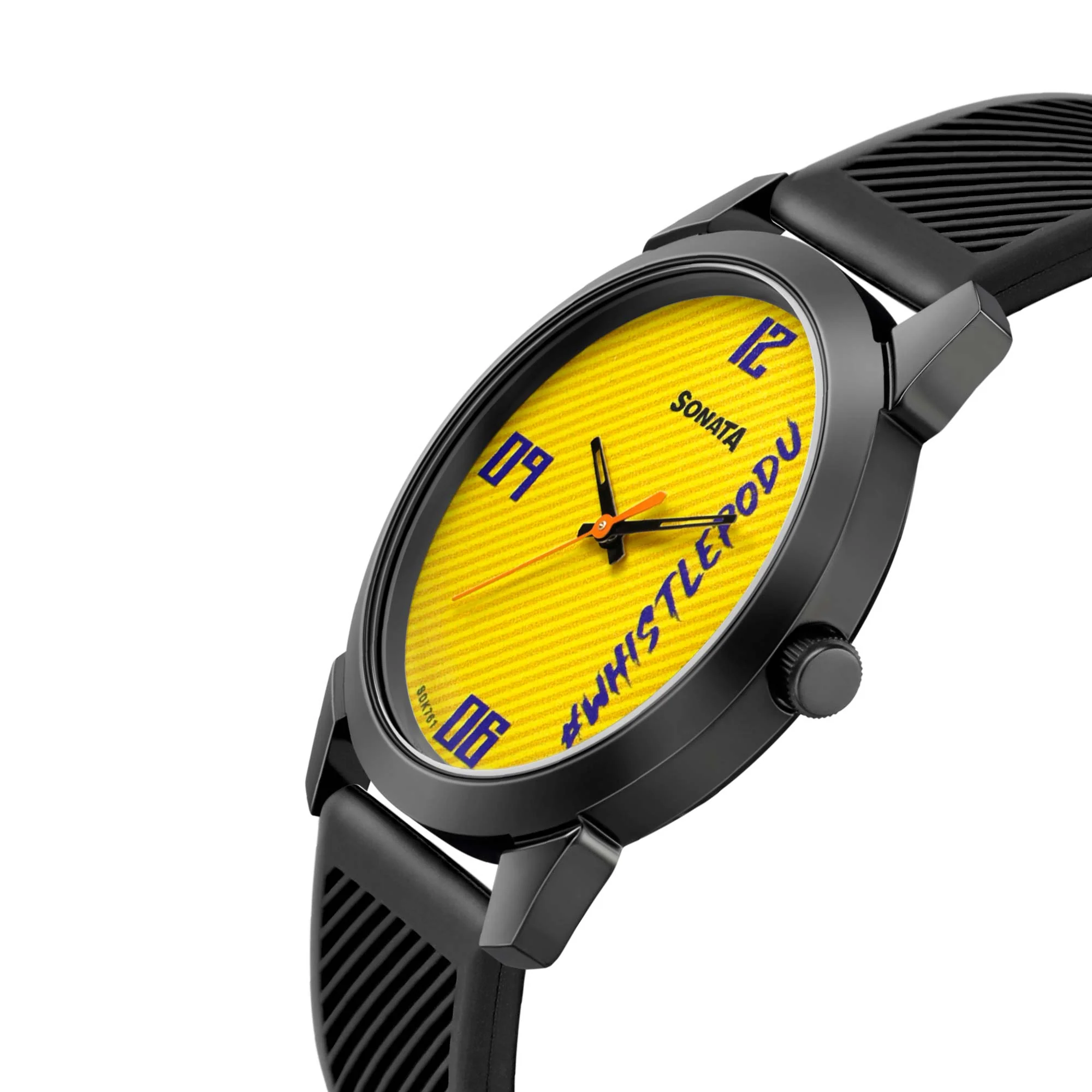 Sonata Quartz Analog Yellow Dial TPU Strap Watch for Men - Image 3