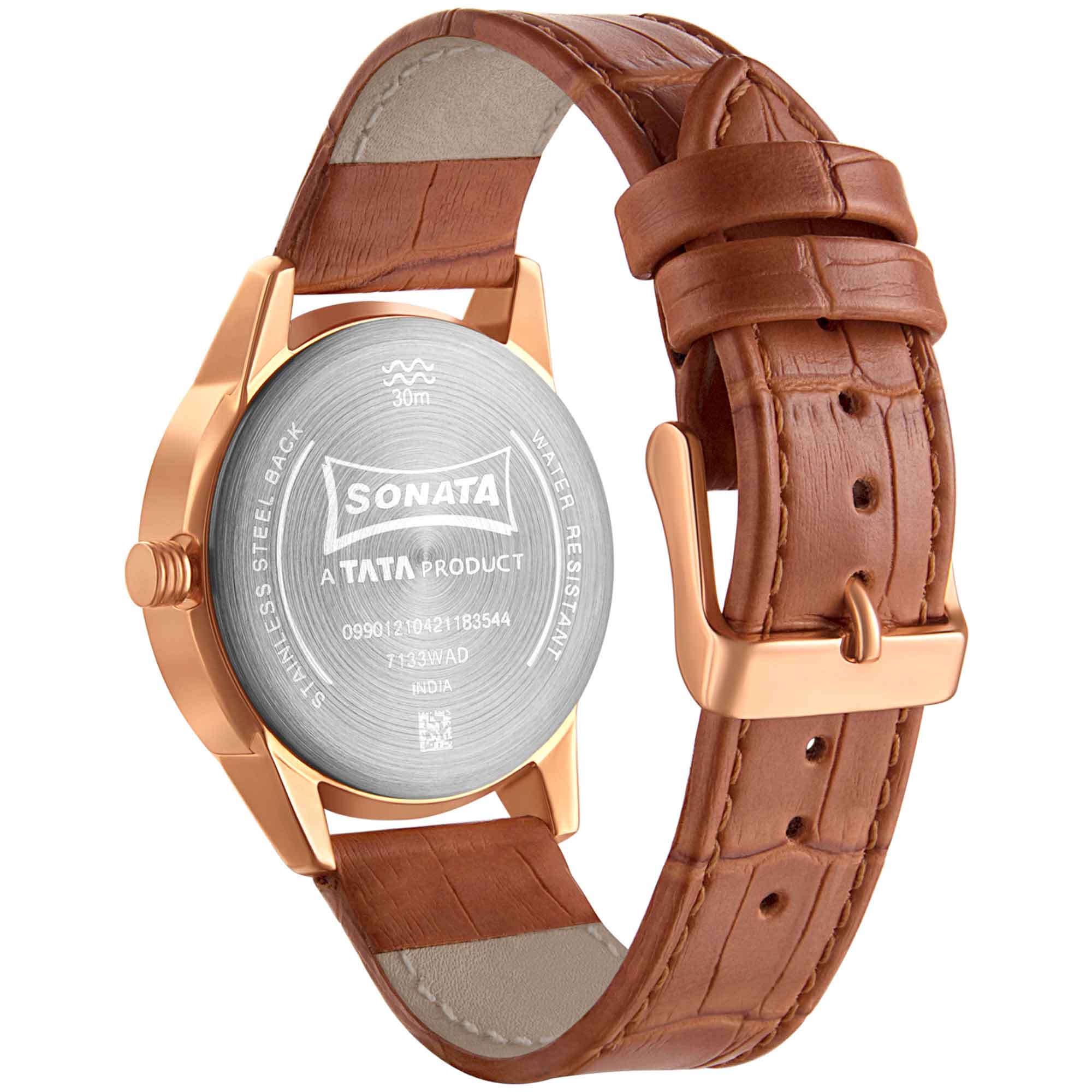 Sonata Quartz Multifunction Silver Dial Leather Strap Watch for Men - Image 3