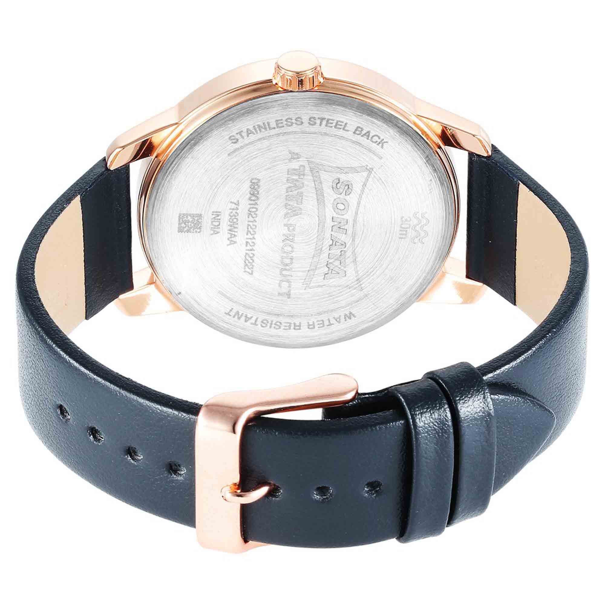 Sonata Quartz Multifunction Silver Dial Leather Strap Watch for Men - Image 4