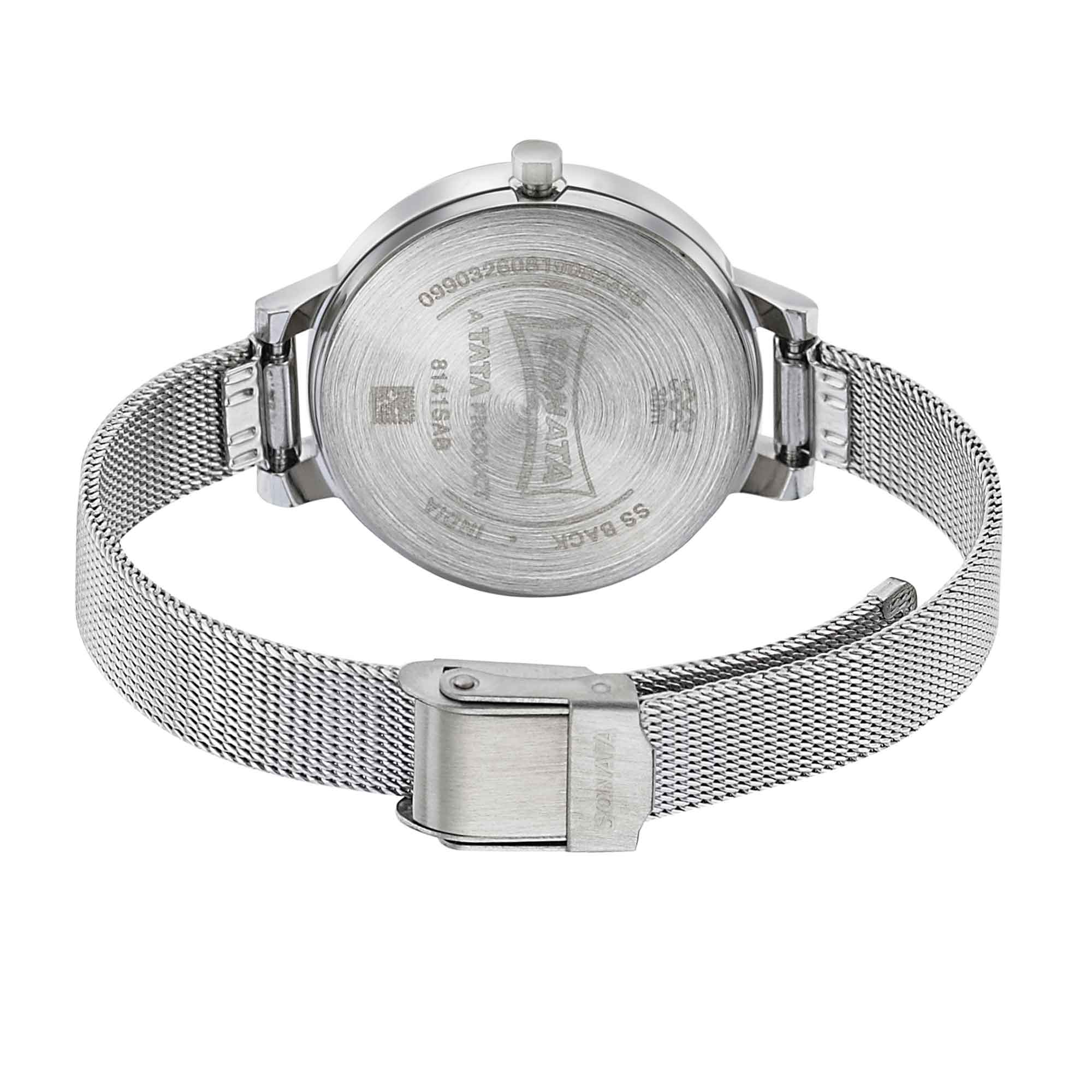 Sonata Silver Lining Black Dial Women Watch With Stainless Steel Strap - Image 4