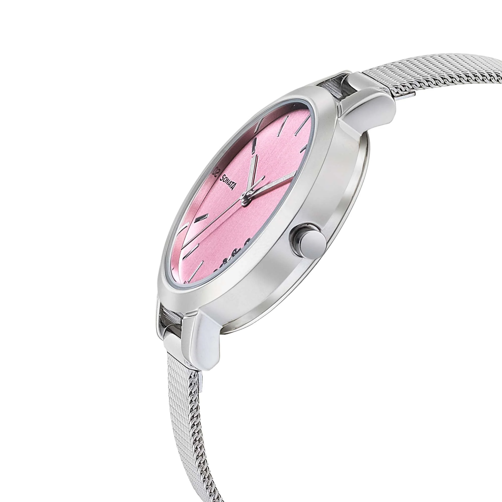 Sonata Silver Lining Pink Dial Women Watch With Stainless Steel Strap - Image 3