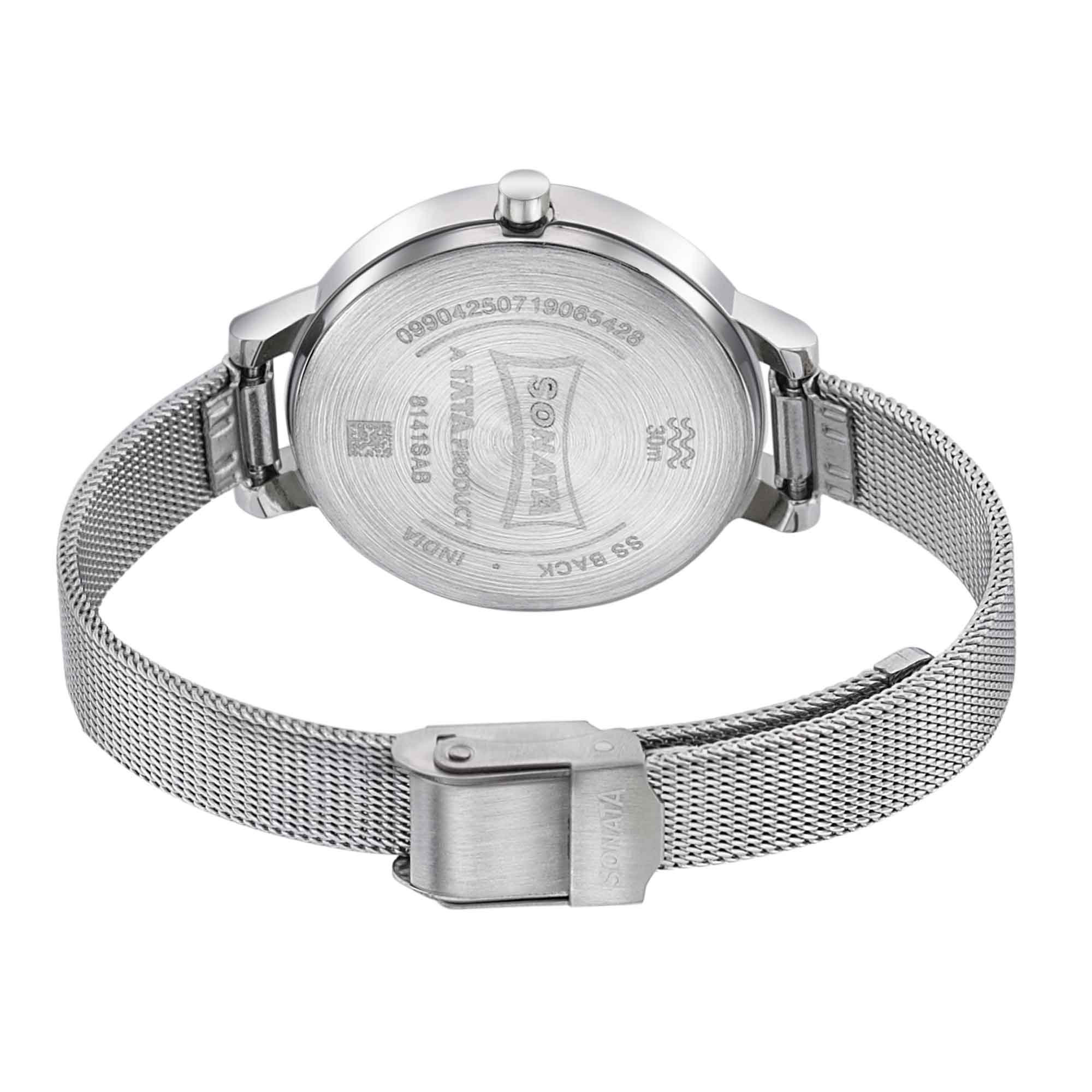 Sonata Silver Lining Red Dial Women Watch With Stainless Steel Strap - Image 4