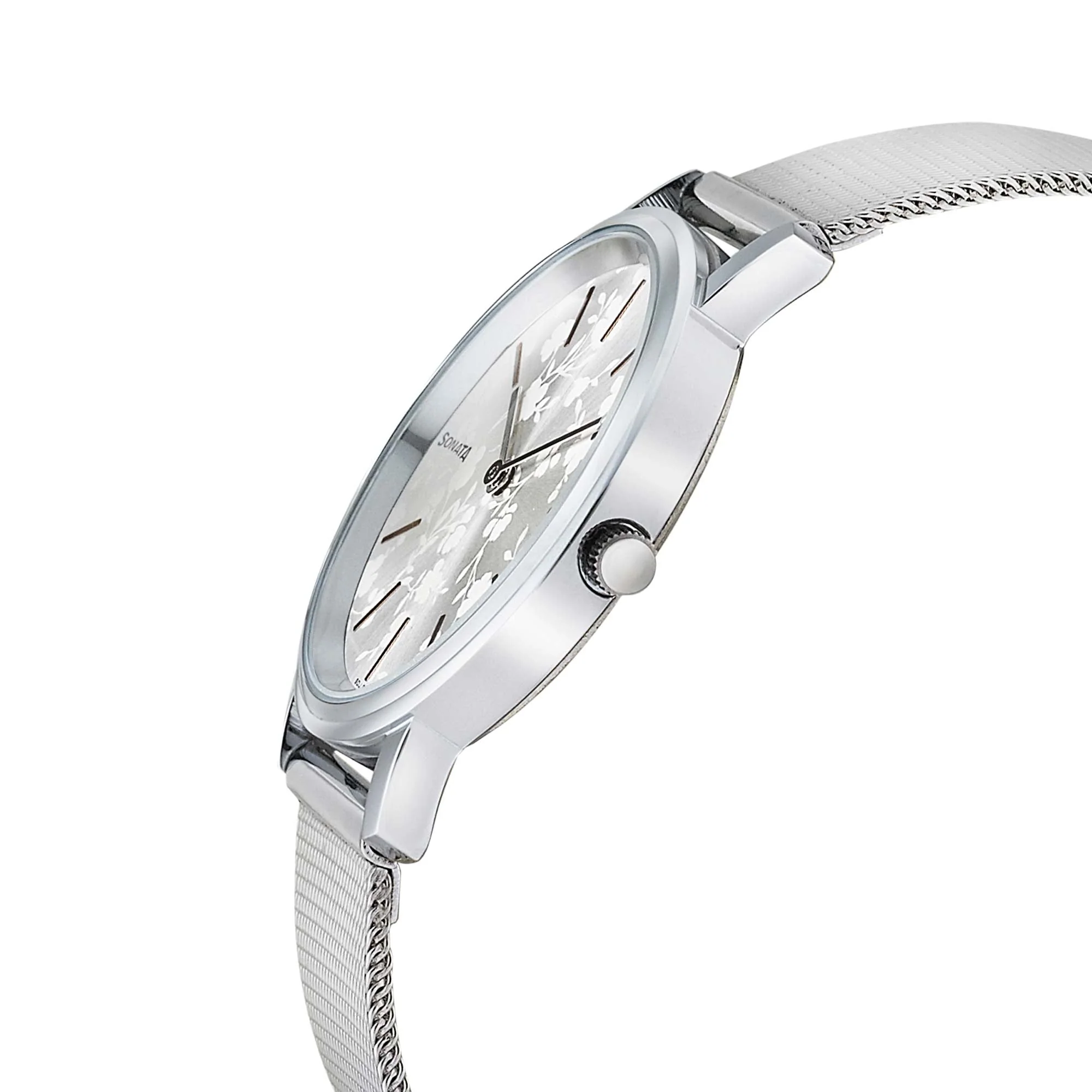Sonata Silver Lining Silver Dial Women Watch With Stainless Steel Strap - Image 3