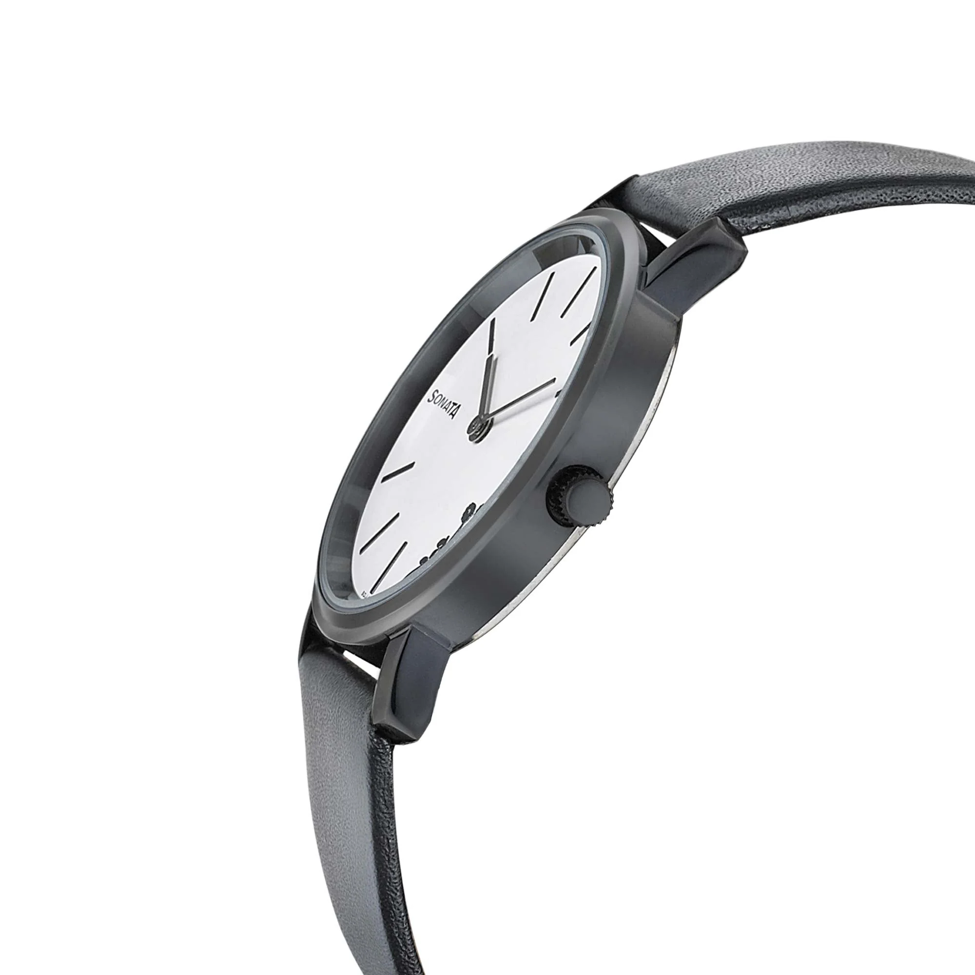 Sonata Silver Lining White Dial Women Watch With Leather Strap - Image 3