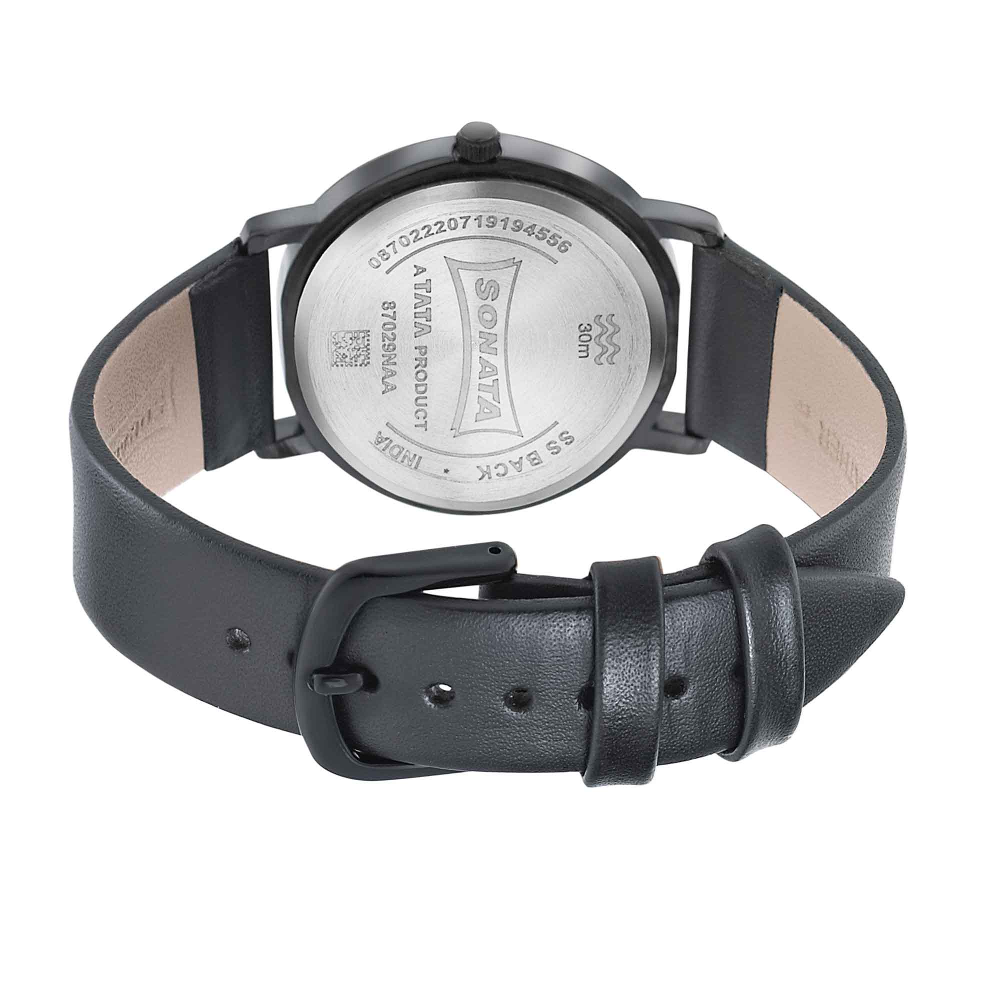 Sonata Silver Lining White Dial Women Watch With Leather Strap - Image 4