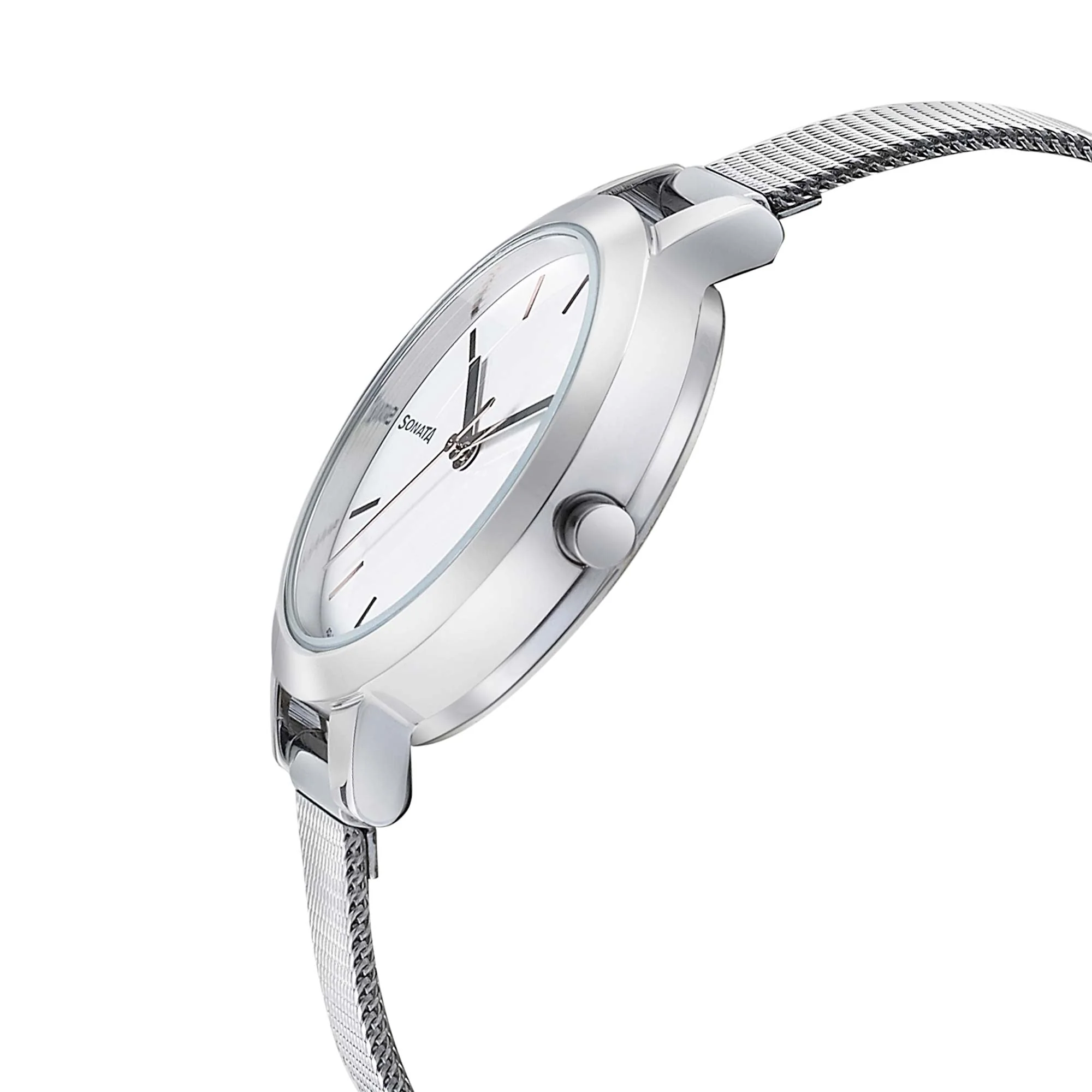 Sonata Silver Lining White Dial Women Watch With Stainless Steel Strap - Image 3