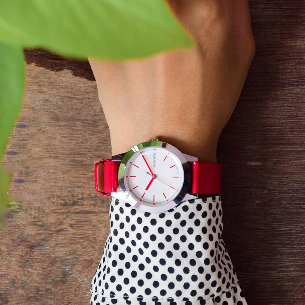 Sonata Splash White Dial Women Watch With Leather Strap - Image 5
