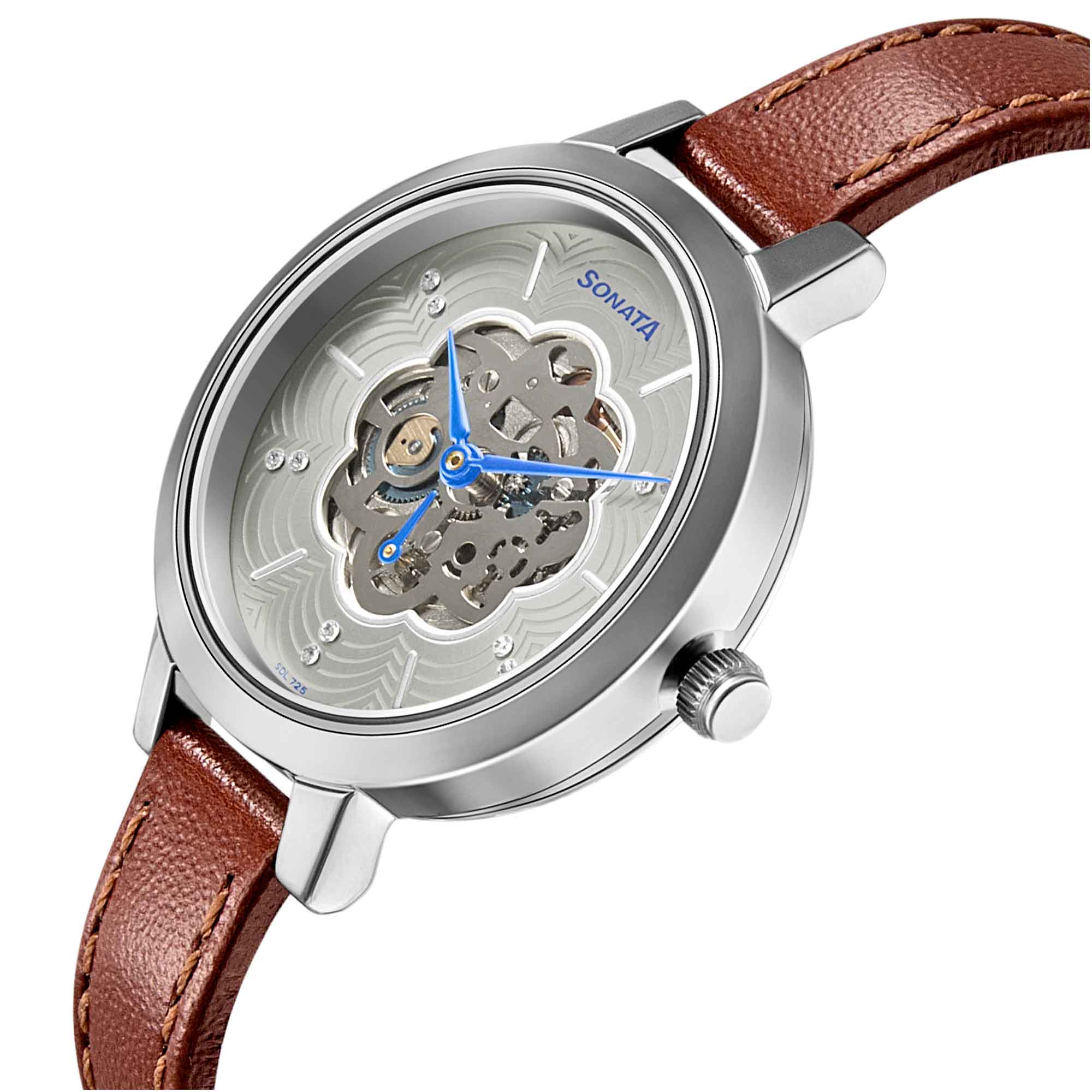 Sonata Unveil Quartz Multifunction Leather Strap Watch for Women - Image 2
