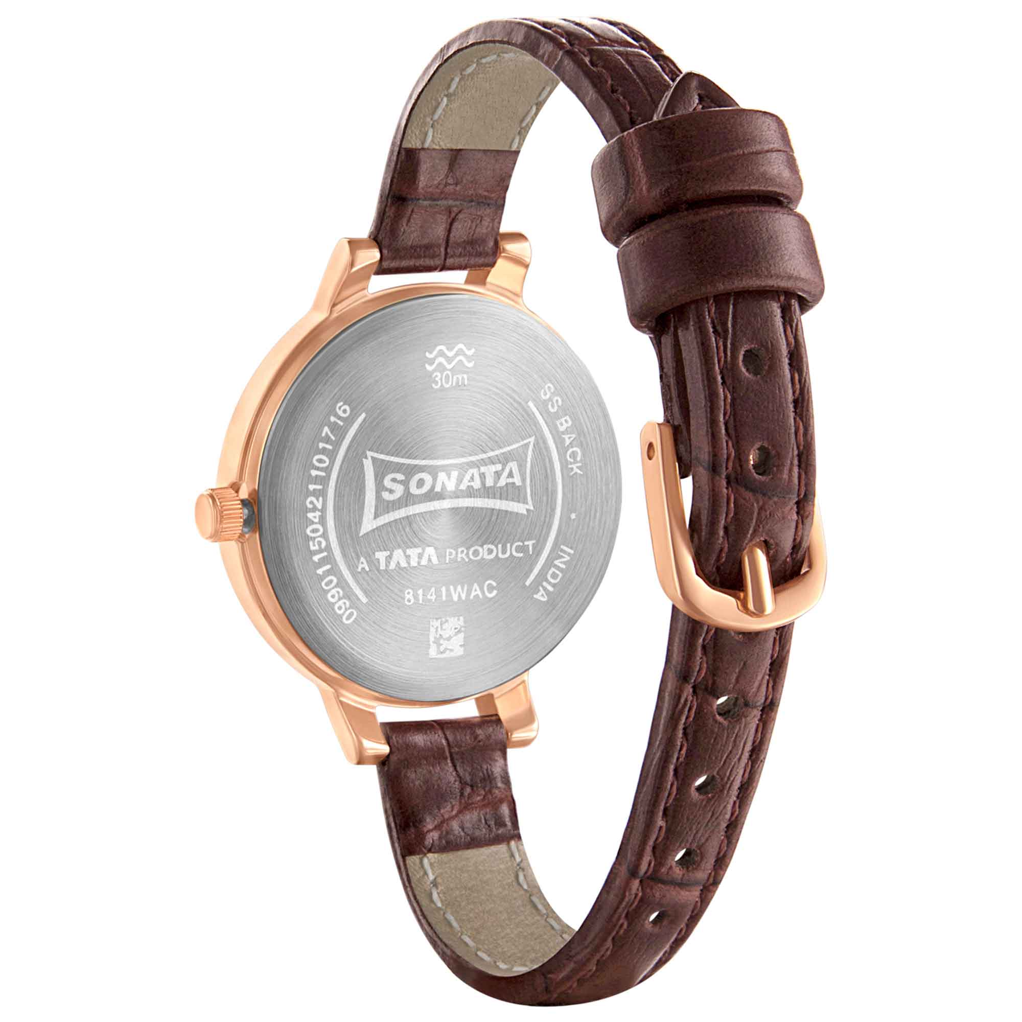 Sonata Unveil Quartz Multifunction Leather Strap Watch for Women - Image 3
